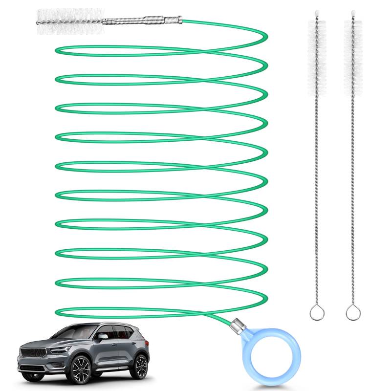 Draupnir Auto Schiebedach Reinigungsbürste，1000cm Lang Schiebedach Ablauf Bürste Flexible Abflussbürste Werkzeug Rohrreiniger mit 2Pcs 20cm Reinigungsbürste für Auto-Schiebedachwischer Abflussloch von Draupnir