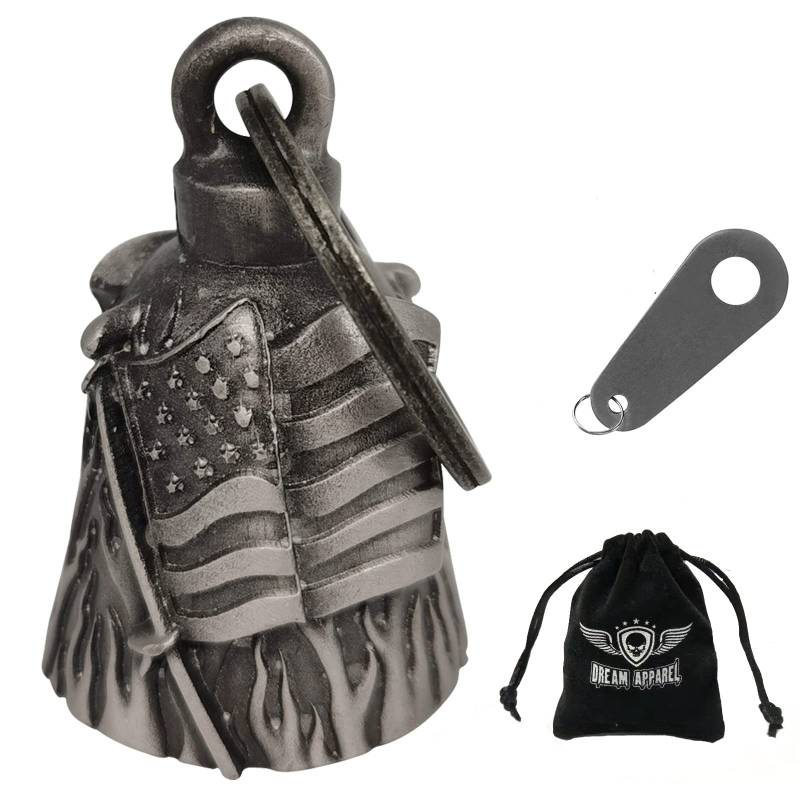 Dream Apparel Motorradglocke für Biker, US-Flagge, Schutzglocken, Motorradzubehör oder Schlüsselanhänger für Glück, mit Tasche, Geschenkbox (US-Flagge) von Dream Apparel