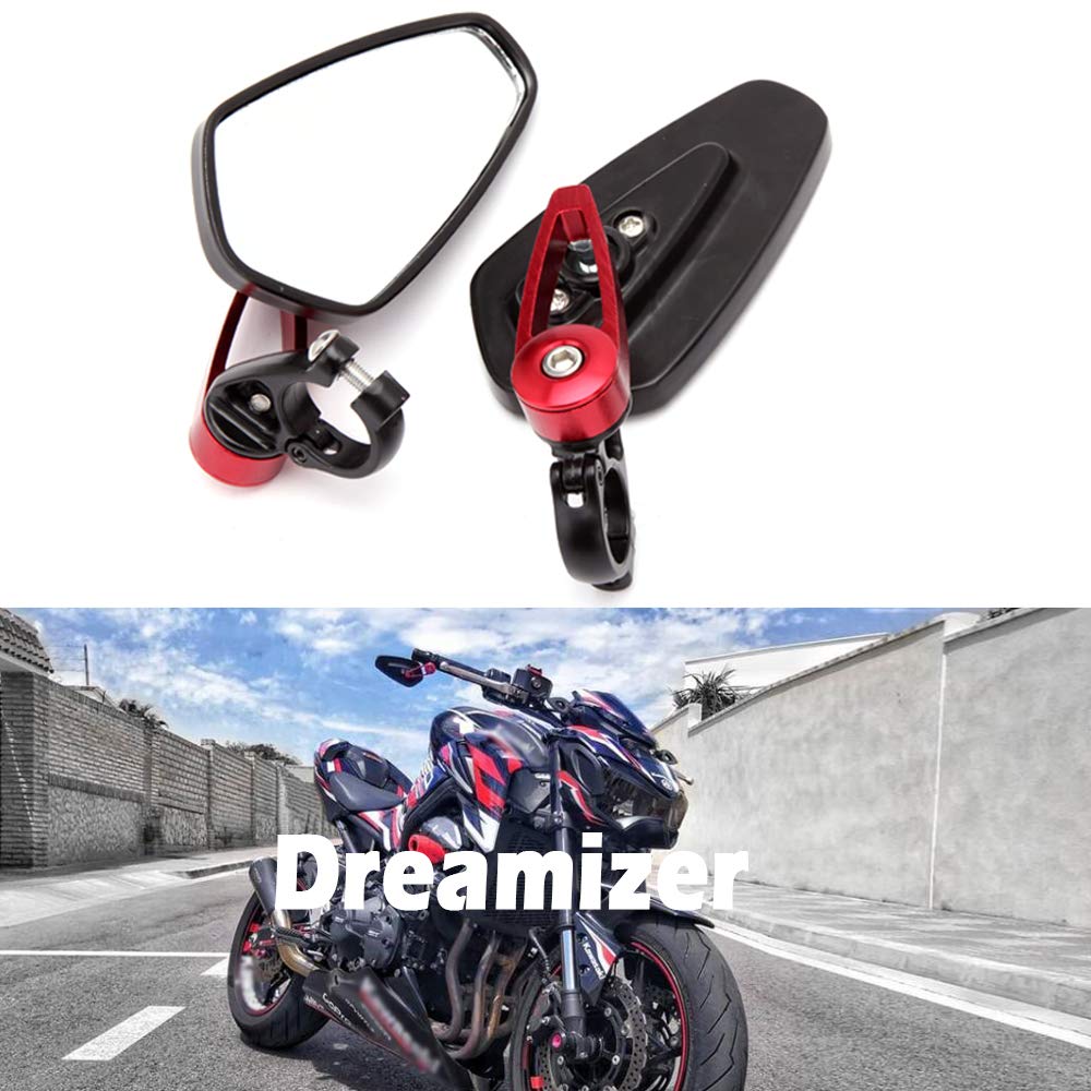 DREAMIZER 7/8" 22mm Motorrad Lenkerend Spiegel, Motorrad-Rückspiegel für CB1000R Grom MSX125 CB500F Z1000 Z650 Z750 Z800 ER6N ER6F MT03 MT07 MT09 MT10 FZ6 FZ07 FZ09 FZ10 GSF1250 GSF600 von DREAMIZER