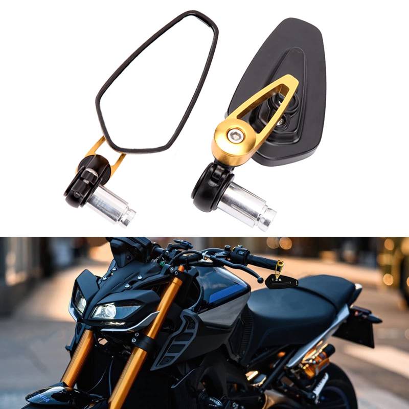 DREAMIZER 7/8" 22mm Motorrad Lenkerend Spiegel, Motorrad-Rückspiegel für Street Bike Dirt Bike Cruiser Scooter Z1000 ER6N ER6F MT01 MT03 FZ6 GSF1250 GSF600 Monster M696 von DREAMIZER