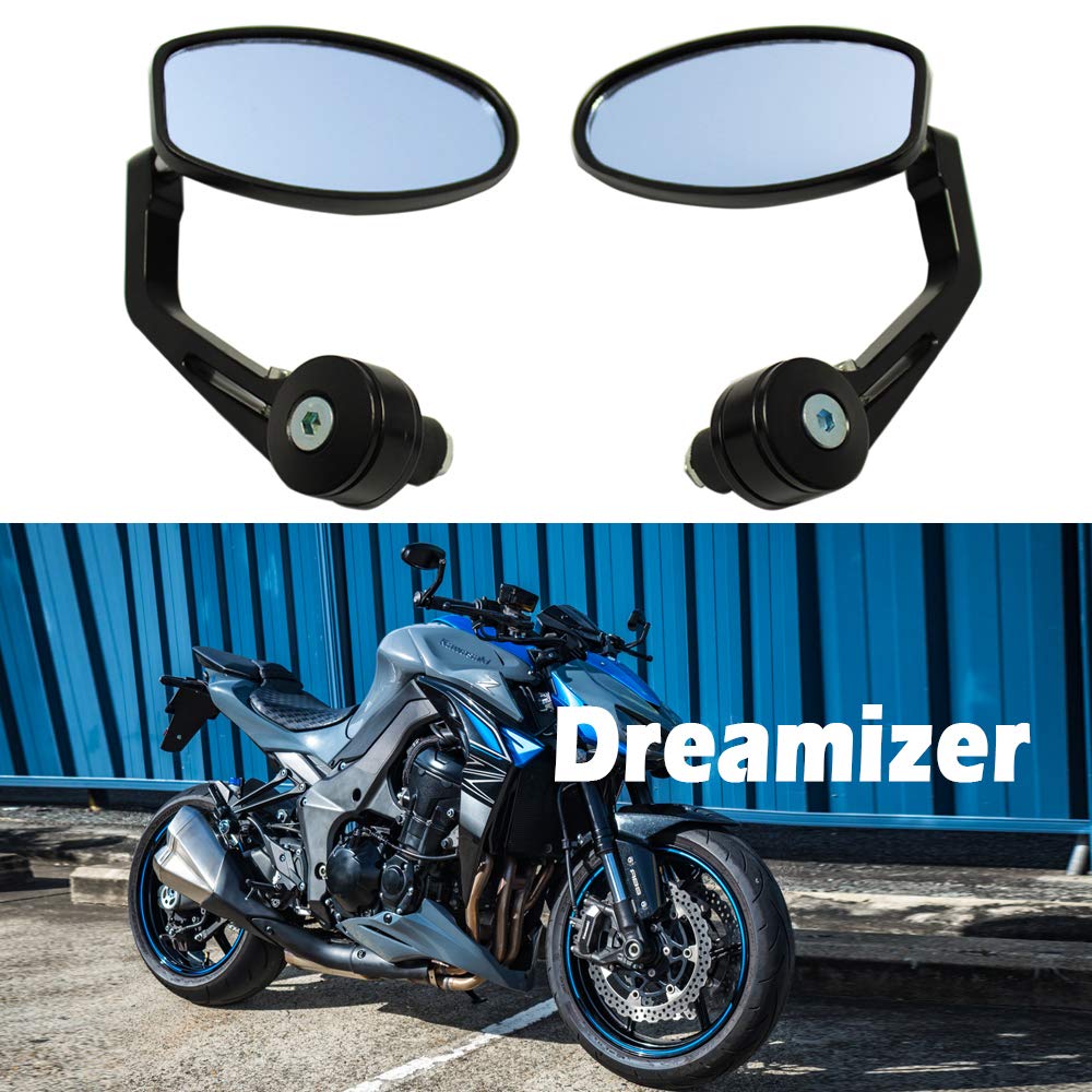 DREAMIZER 7/8" 22mm Motorrad Lenkerenden Spiegel, Motorrad Seitenspiegel Ersatz für Z1000 Z750 MT03 MT09 FZ6 SV650 SV1000 CB1000R CBF125 Monster M696 821 von DREAMIZER