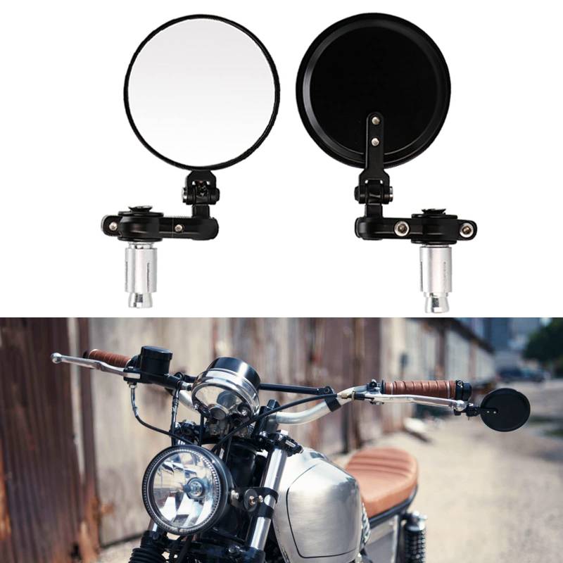 DREAMIZER Runden Motorrad 7/8" 22mm Lenkerendenspiegel, Motorrad Rückspiegel für Street Sport Bikes Cruiser von DREAMIZER