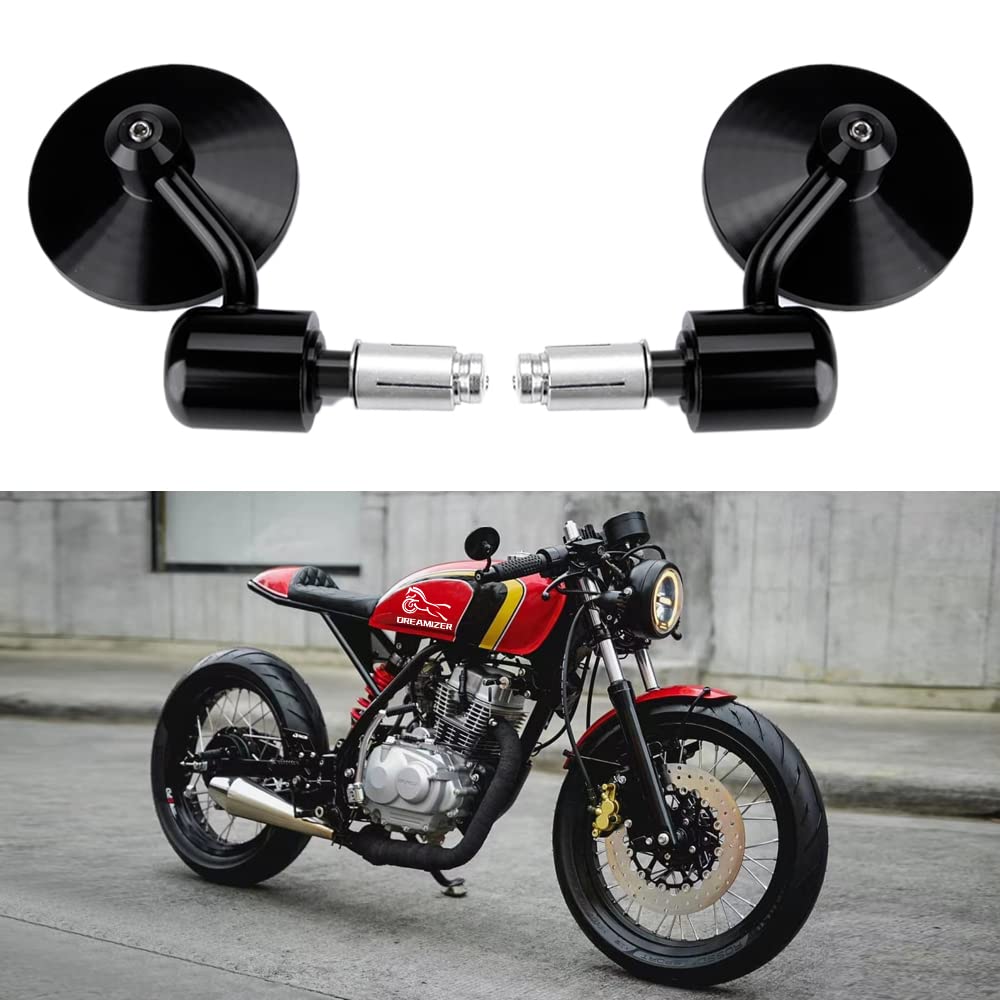 DREAMIZER Runder Motorrad Rückspiegel, 7/8" 22mm Lenkerendspiegel für Street Bike Dirt Bike Scooter Chopper Cruiser von DREAMIZER