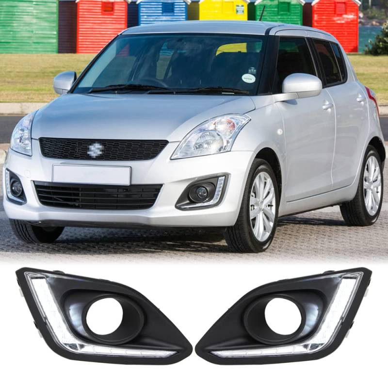 Dreamseek DRL TFL Nebelscheinwerfer Blende kompatibel mit Suzuki Swift Dzire 2014 2015 2016 Frontstoßstange Tagfahrlicht Driving Fog Lamp Bezel von Dreamseek