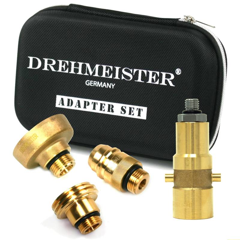 Drehmeister LPG Adapter Set M12 - extra lang - verstärkt - Tankadapter mit Etui - für Gasfahrzeuge - Alle Europa Autogas Adapter (M12/W21.8) von Drehmeister