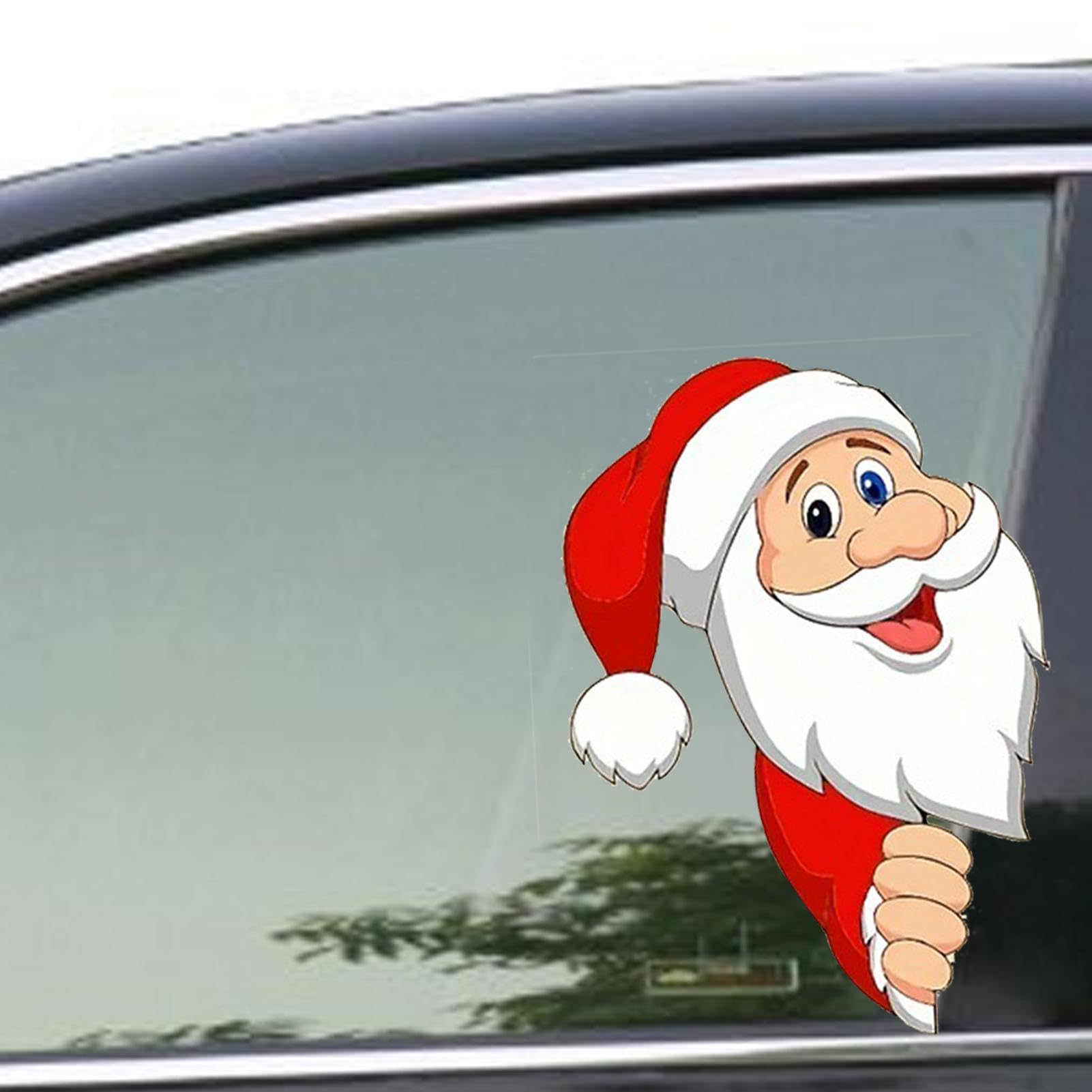 Dreuhuing 2 x Weihnachts-Aufkleber, Weihnachts-Auto-Fenster-Aufkleber, Weihnachts-Auto-Stoßstangen-Aufkleber, Weihnachtsmann-Autoaufkleber, Auto-Aufkleber, lustige Autofenster-Aufkleber, von Dreuhuing