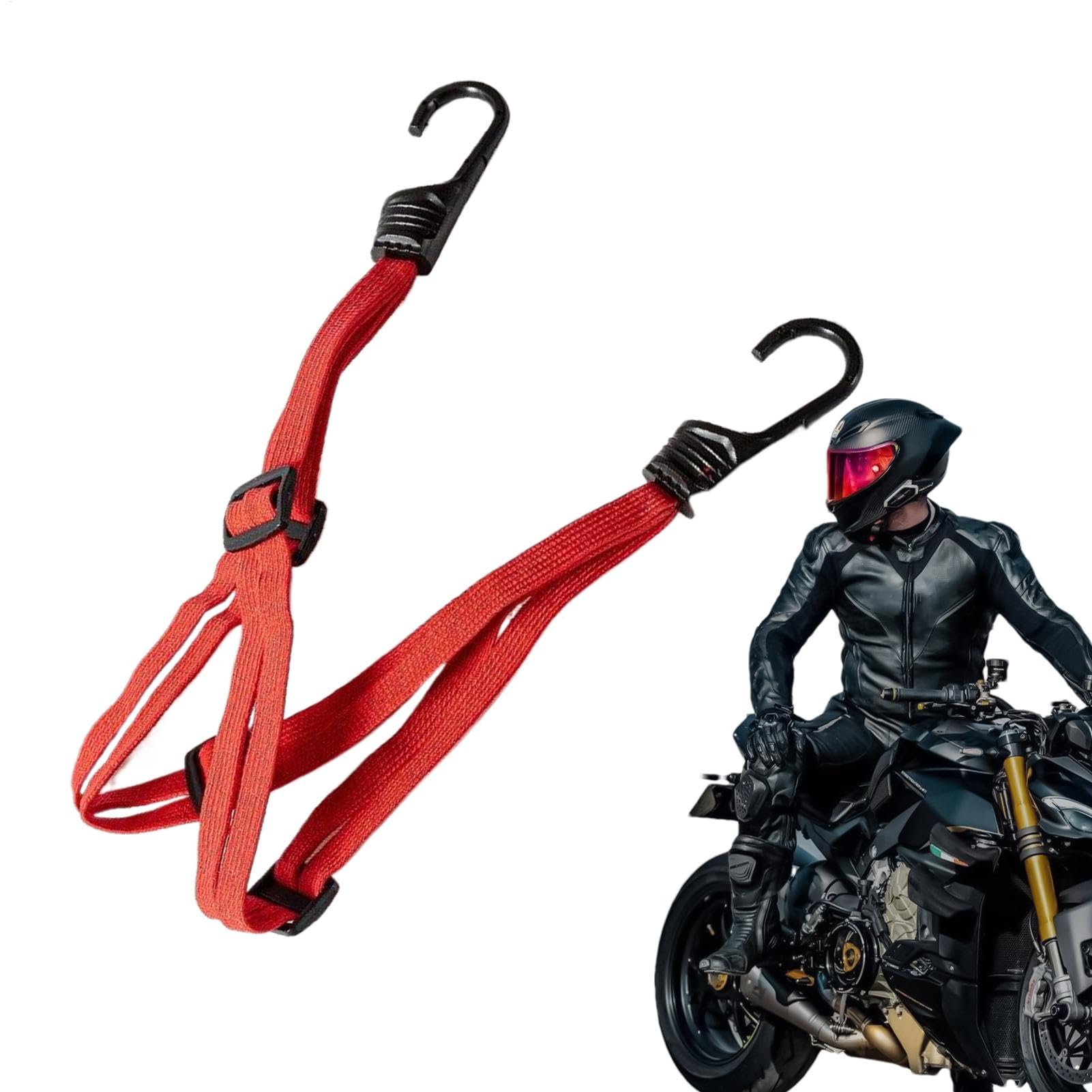 Dreuhuing Motorrad-Helmgurt – verdickte, elastische Schneemobil-Helmschnur, Motorradgurte, Outdoor-Abenteuer-Zubehör, Bungee-Cord-Bandage mit 2 Haken, fester Halt von Dreuhuing