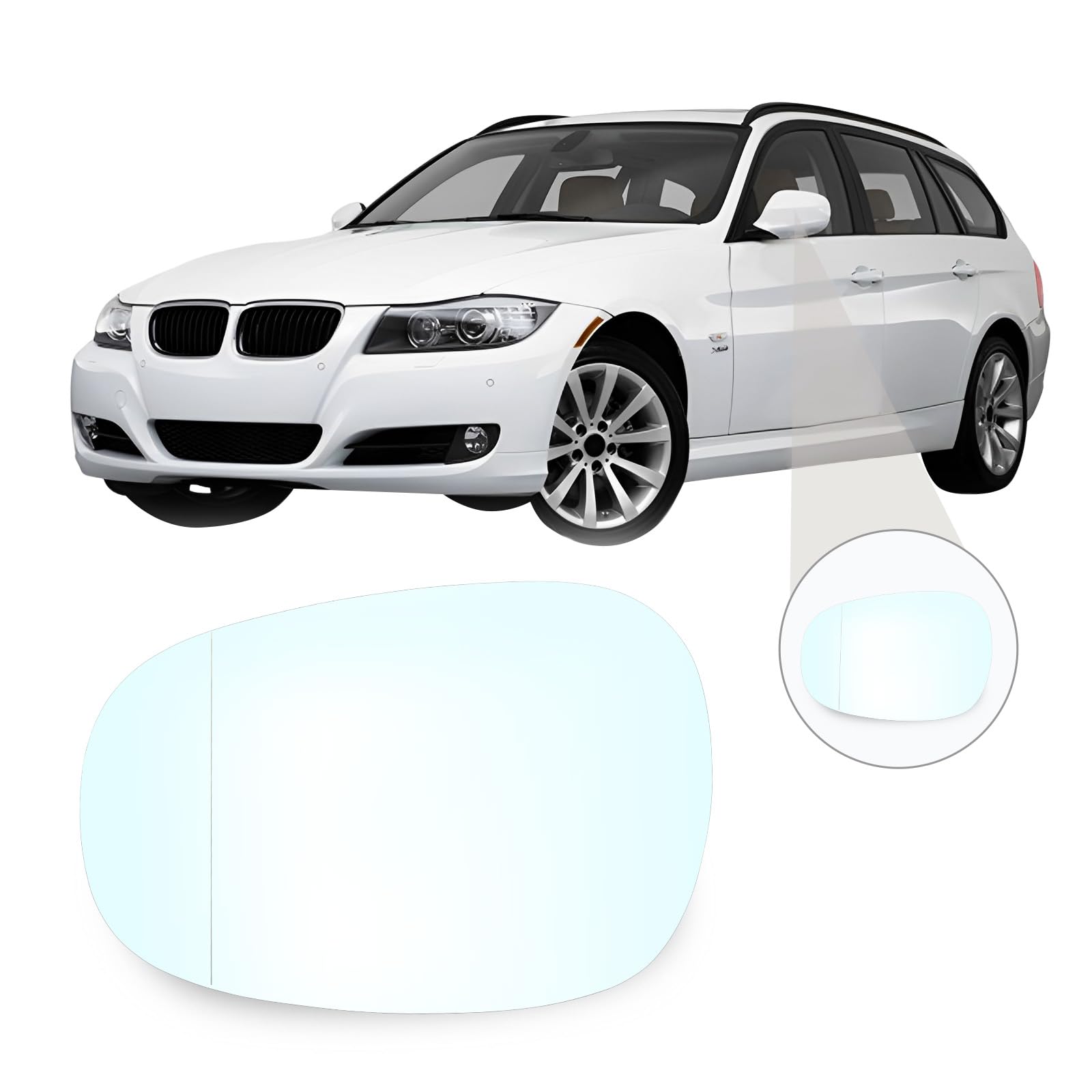 Spiegelgläser Kompatibel Mit BMW E90 / E91 / E92 / E93-2009-2013, Blau Beheiztes Außenspiegelglas von DriSubt