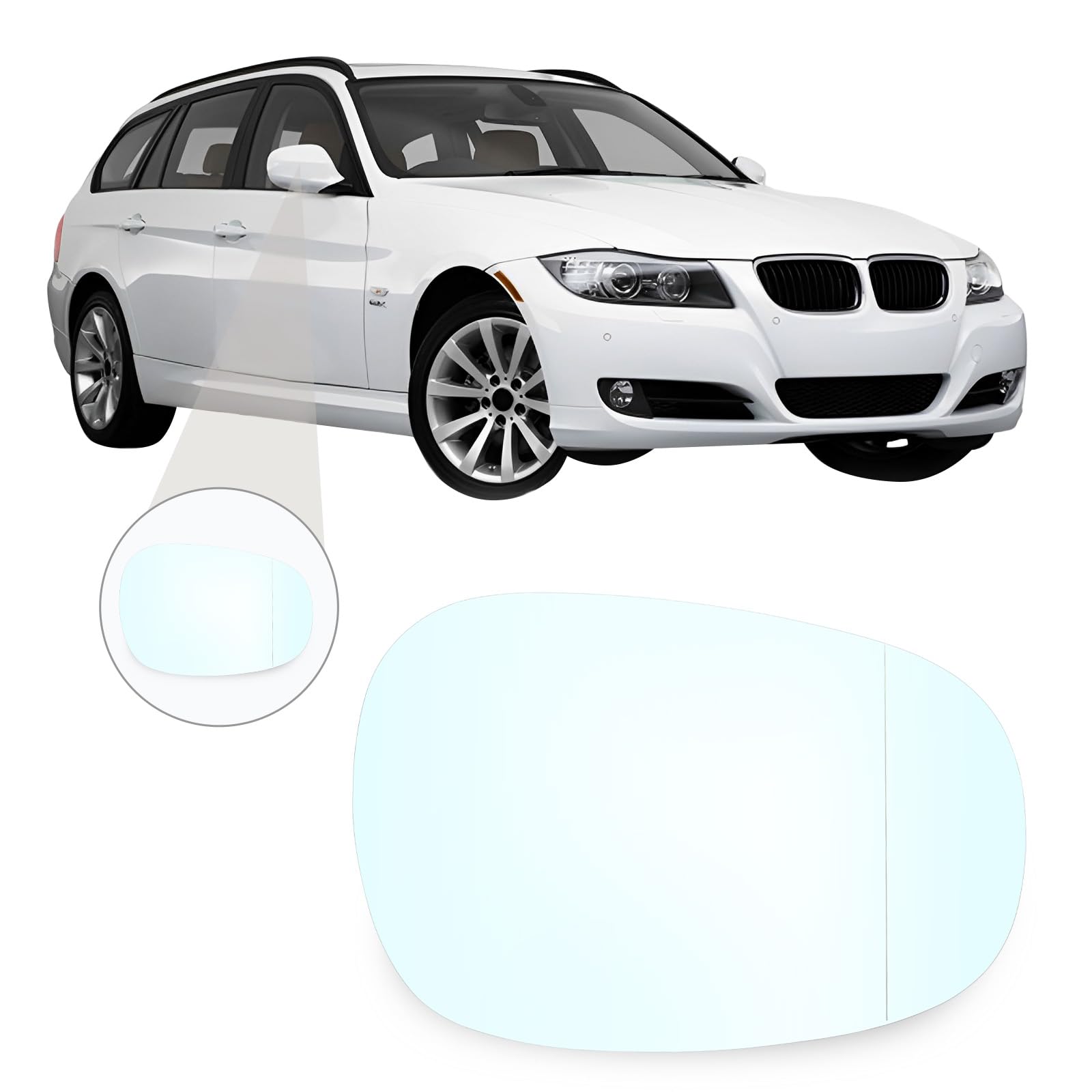 Spiegelgläser Kompatibel Mit BMW E90 / E91 / E92 / E93-2009-2013, Blau Beheiztes Außenspiegelglas von DriSubt