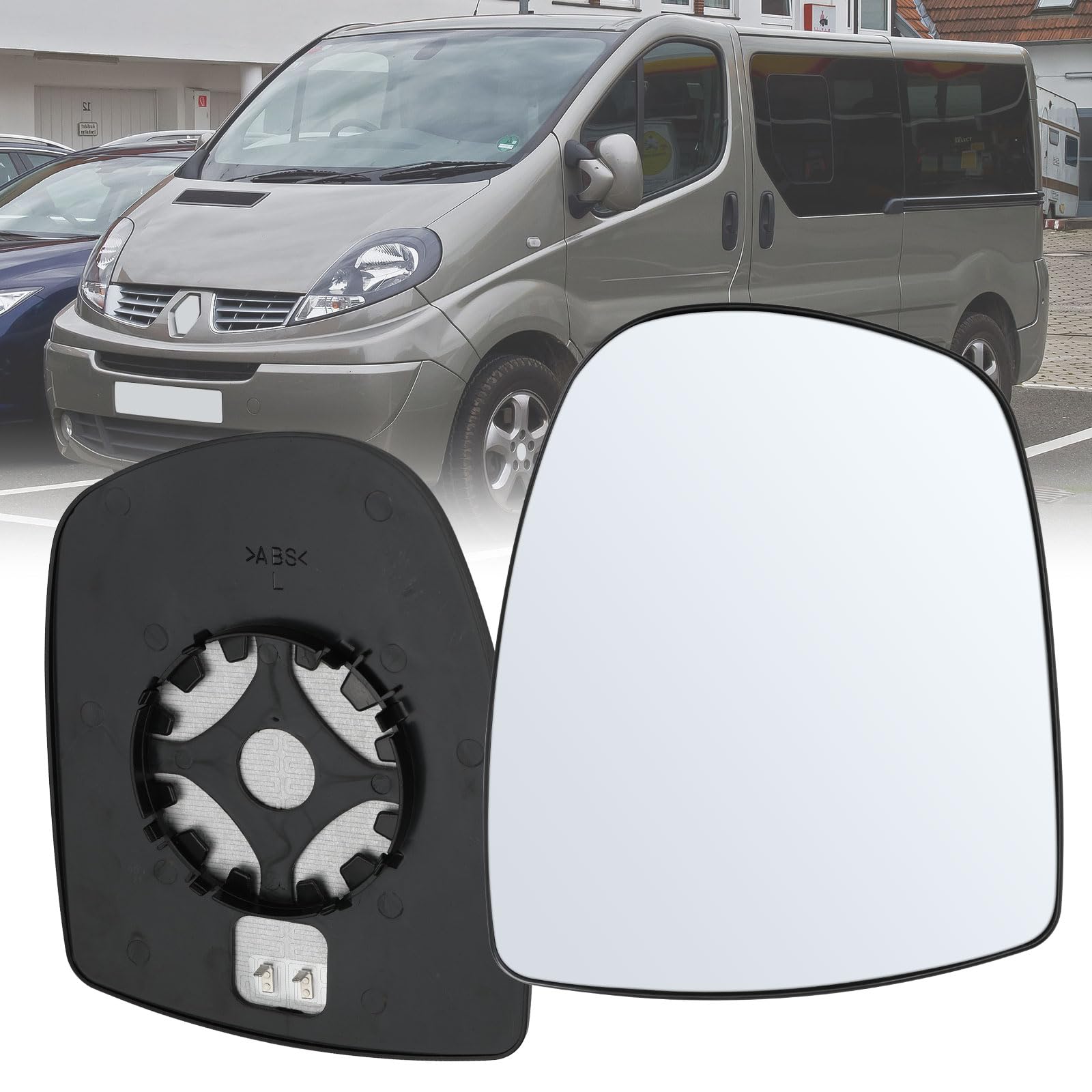 Spiegelglas kompatibel mit Clio Renault Trafic 01-14, beheizte Flügelseite Glasspiegel Left von DriSubt