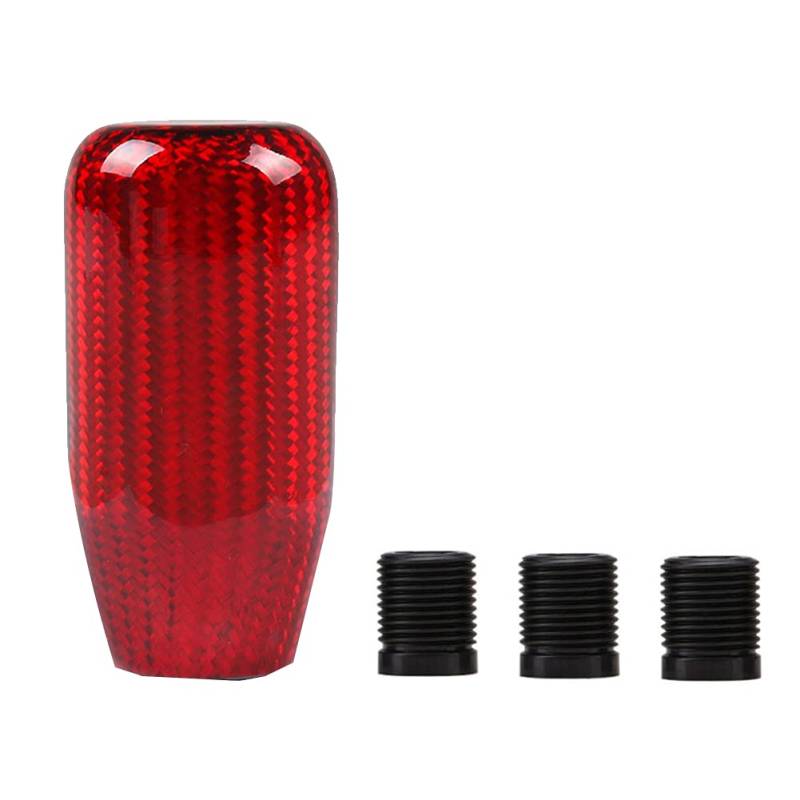 Universal Auto Schaltknauf, Carbon Fiber Manual Schaltknauf, mit 3 Adaptern 8mm 10mm 12mm, Kompatibel mit den meisten Auto-Handbüchern oder Automatik (Red) von DriSubt