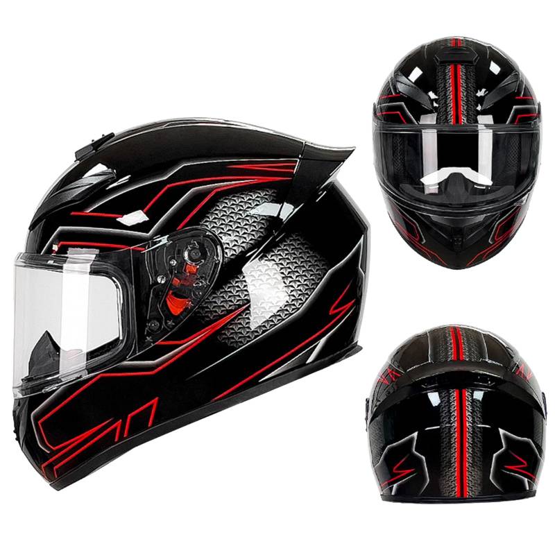 DriveNova Motorradhelm - Integralhelm mit Sonnenblende, Motorrad Helm Vollvisierhelm Mopedhelm für Herren Damen Atmungsaktiv DOT/ECE Zertifiziert von DriveNova