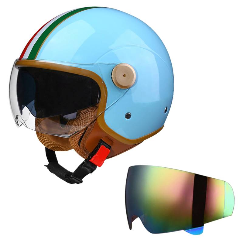 DriveNova Motorradhelm - Jethelm mit Doppelvisier, Retro Helm Motorrad Halbhelme Roller Helm Fashionhelm für Herren und Damen, DOT/ECE-Zertifizierung Jet Helm mit Visier Halbschalenhelm Chopper Helm von DriveNova