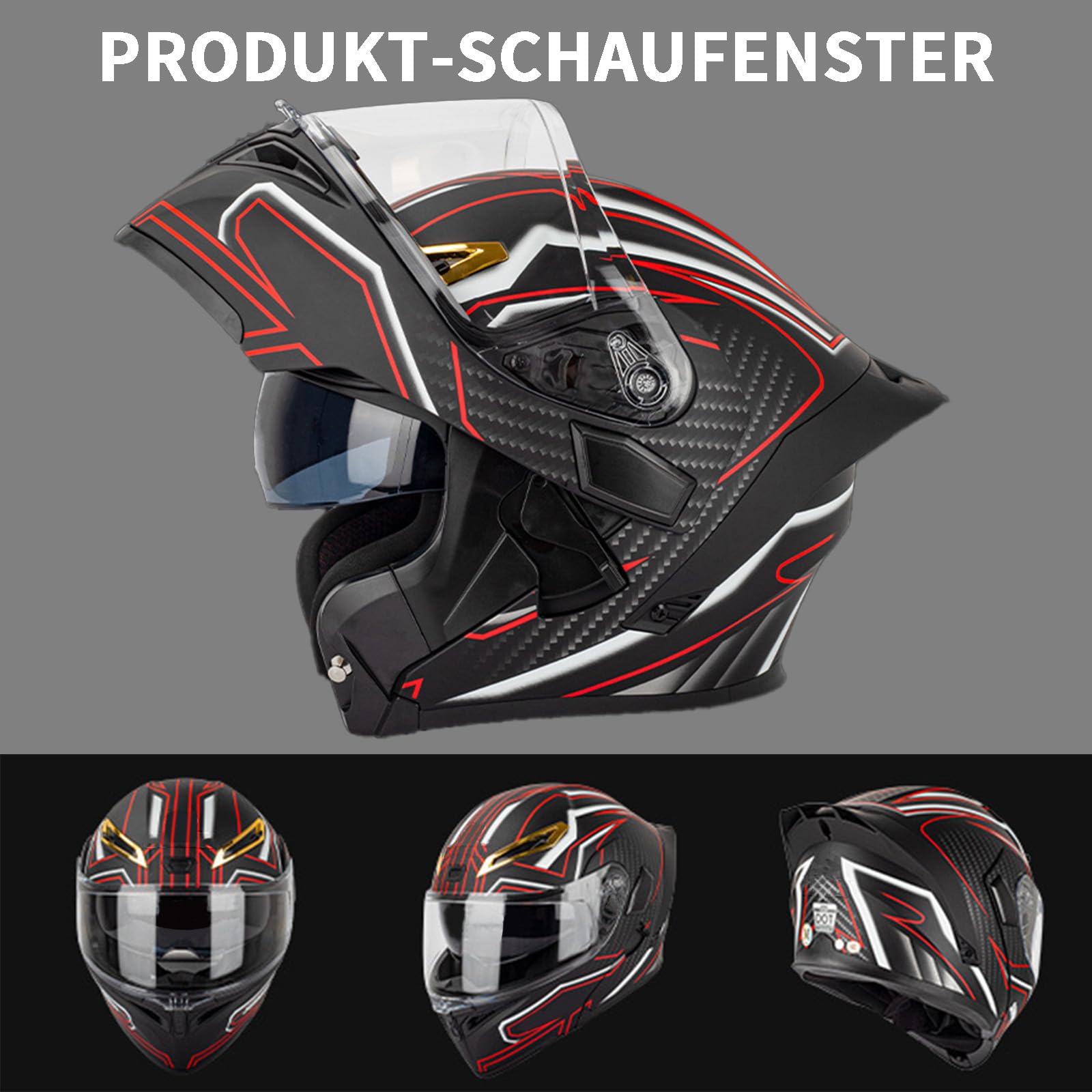 DriveNova Motorradhelm - Klapphelm Modularer Helm mit Doppelvisier, ECE/DOT Zertifiziert Motorrad Helm Integralhelm Jethelm für Erwachsene Damen und Herren von DriveNova