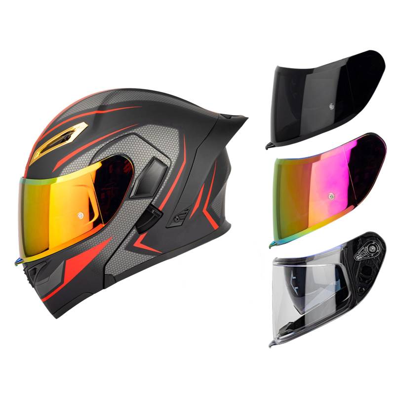 DriveNova Motorradhelm - Klapphelm Modularer Helm mit Doppelvisier, ECE/DOT Zertifiziert Motorrad Helm Integralhelm Jethelm für Erwachsene Damen und Herren von DriveNova