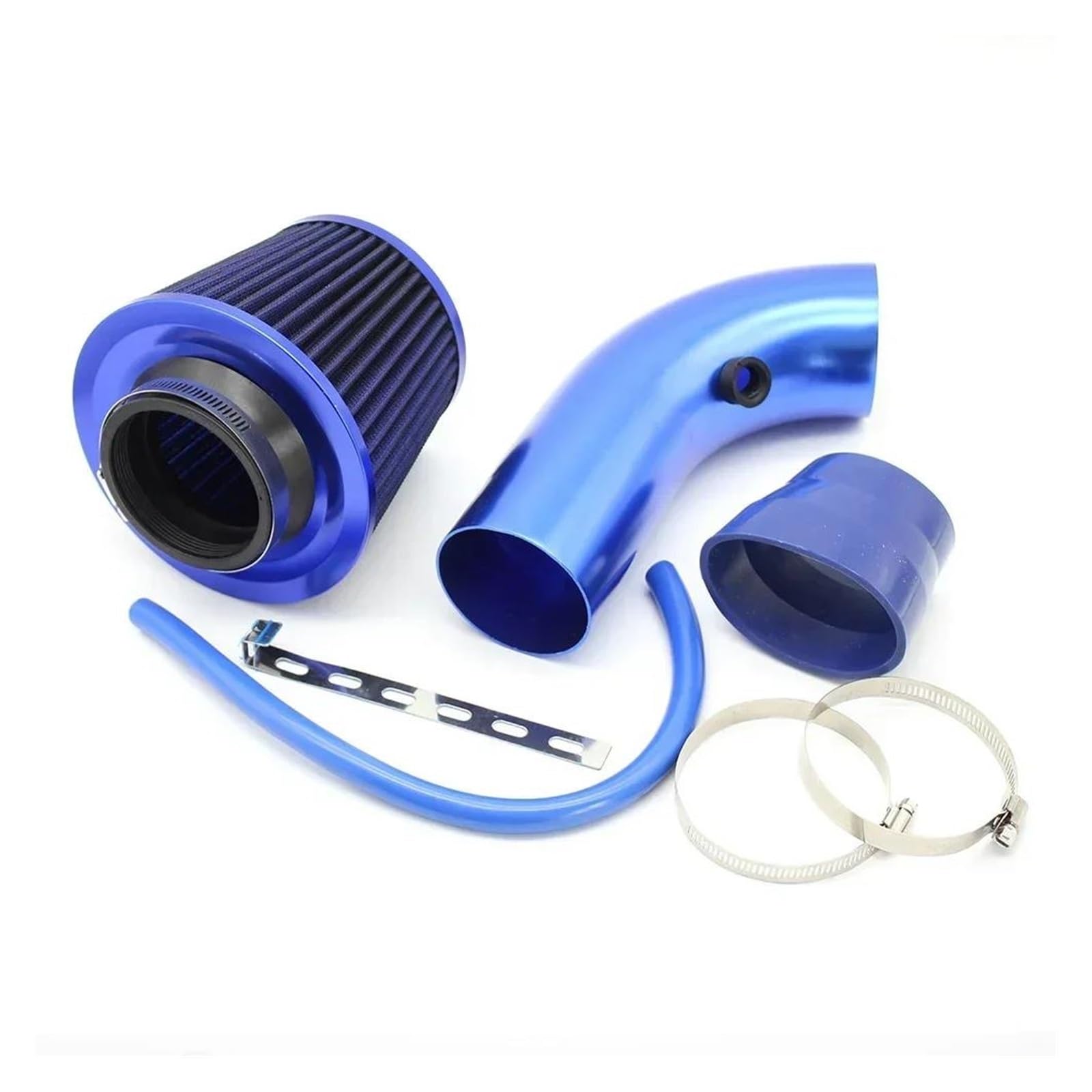 Auto Ansaugrohr Universeller 76mm 3Zoll-Luftfilter Mit Hohem Durchfluss Ansaugrohrfilter Automodifikation Pilzkopf Hochkaltluftfilter Aluminiumrohr-Kit Lufteinlass(Blau) von Drkxdt