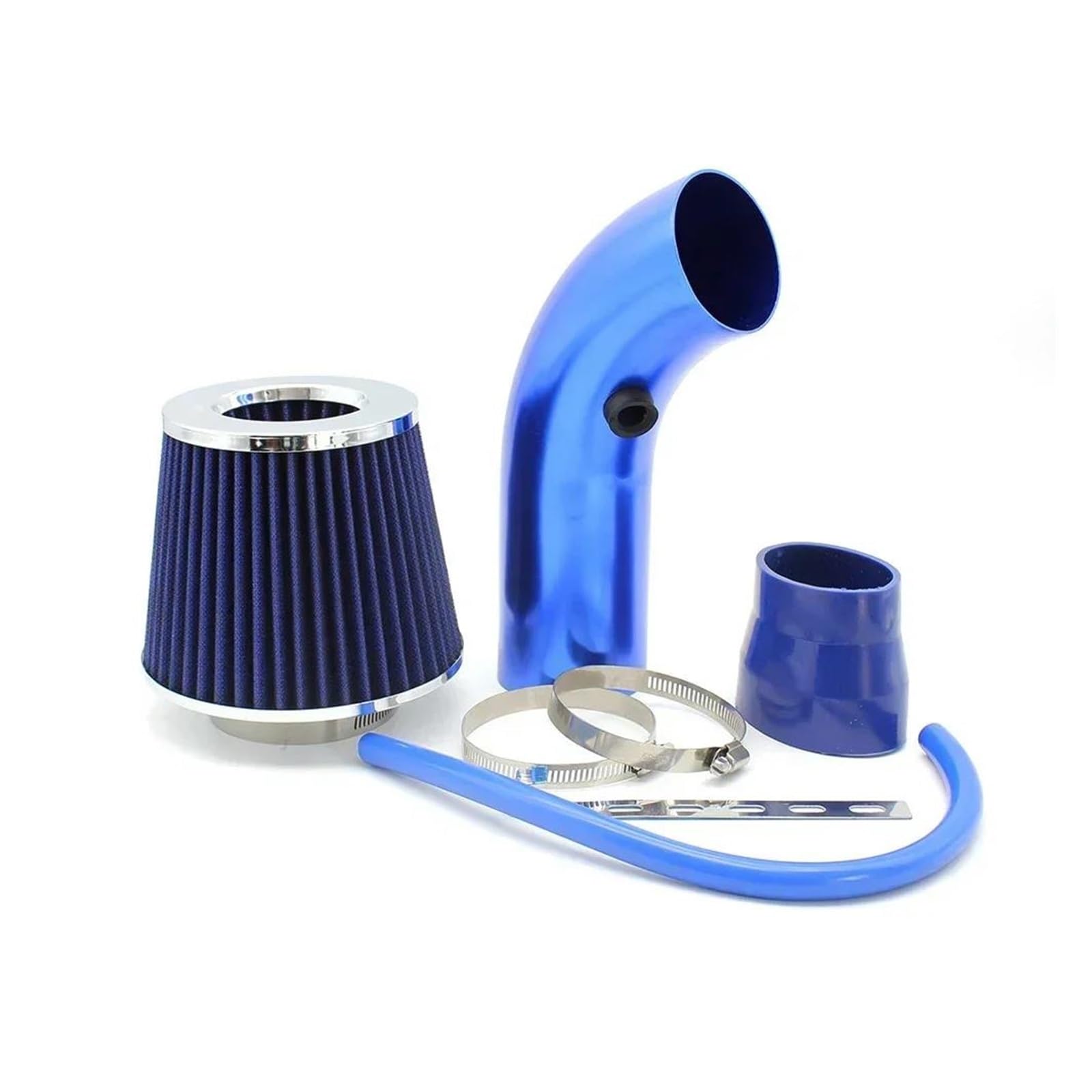 Auto Ansaugrohr Universeller 76mm 3Zoll-Luftfilter Mit Hohem Durchfluss Ansaugrohrfilter Automodifikation Pilzkopf Hochkaltluftfilter Aluminiumrohr-Kit Lufteinlass(Silver Blue) von Drkxdt