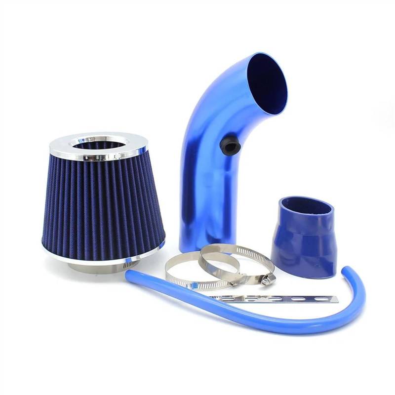 Auto Ansaugschlauch Ansaugrohr 76 MM 3 ''Automobilmodifikation Pilzkopffilter Luftfilter Luftfilter Ansaugrohrsatz Aus Aluminium Kaliber Universal(Silver Blue) von Drkxdt