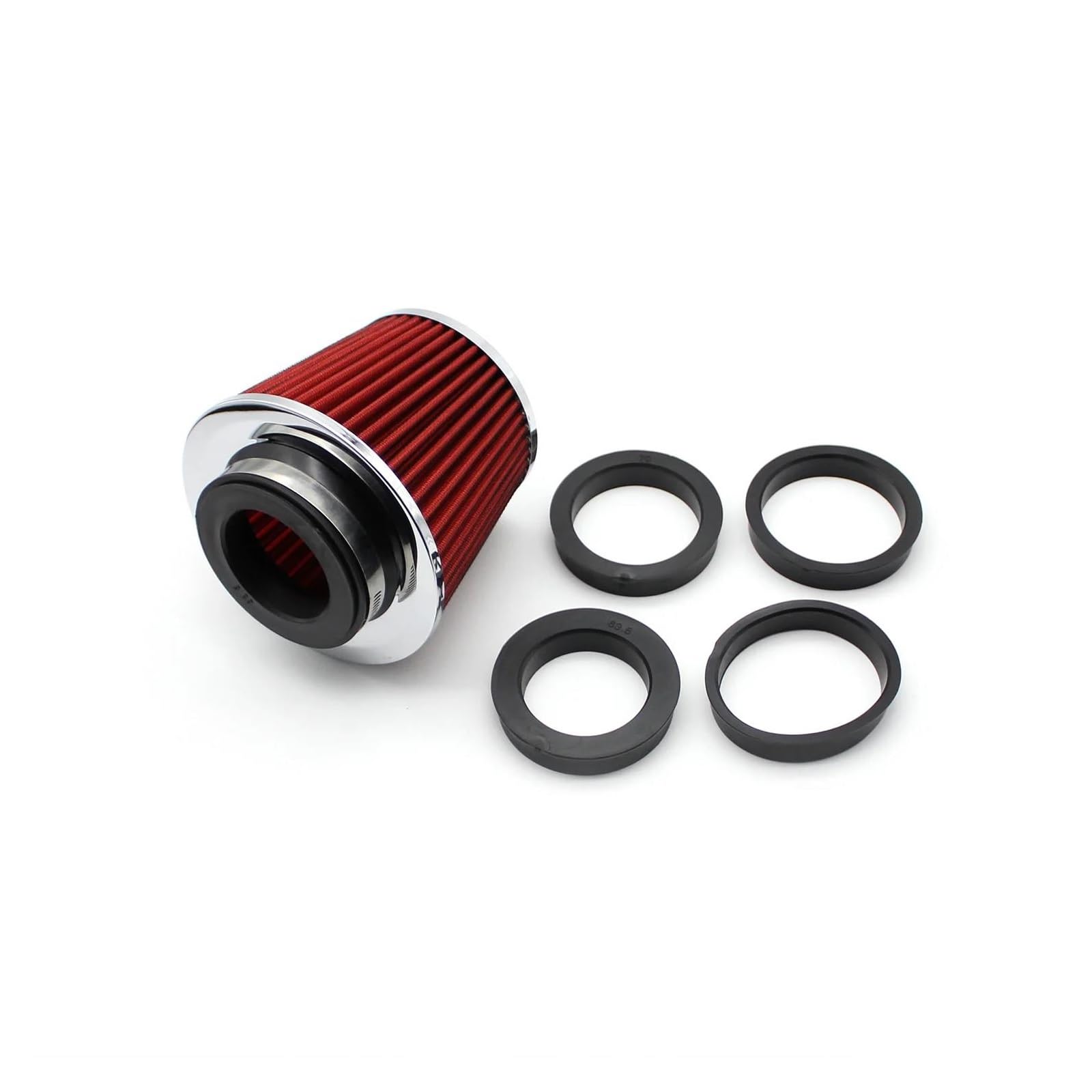 Auto Ansaugschlauch Ansaugrohr Auto High Flow Luftfilter Cold Air Intake Universalfilter 90 80 76 70 63MM Für Sport Für Rennwagenmotor(Rot) von Drkxdt