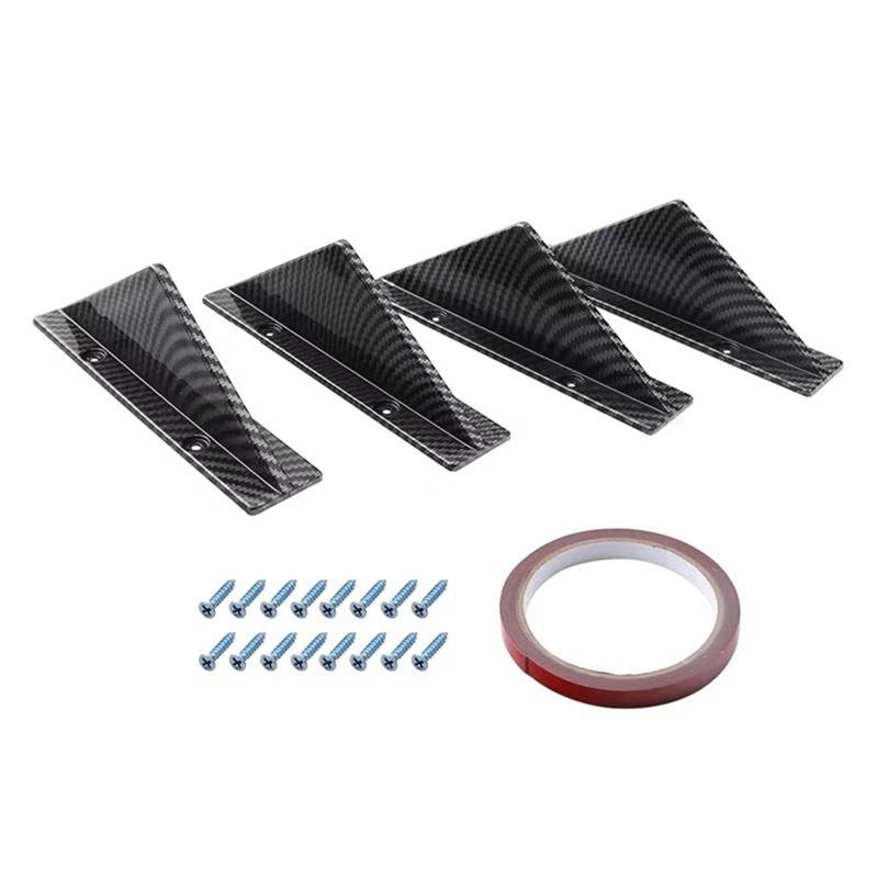 Auto Heckspoiler 4 Stück Universal Flat/Arc Heckstoßstangenlippendiffusor Haifischflossen Kinnstoßstangenschutz Schutzabdeckung Für Auto Heckspoiler Spoiler Schwarz Auto Heckflügel von Drkxdt