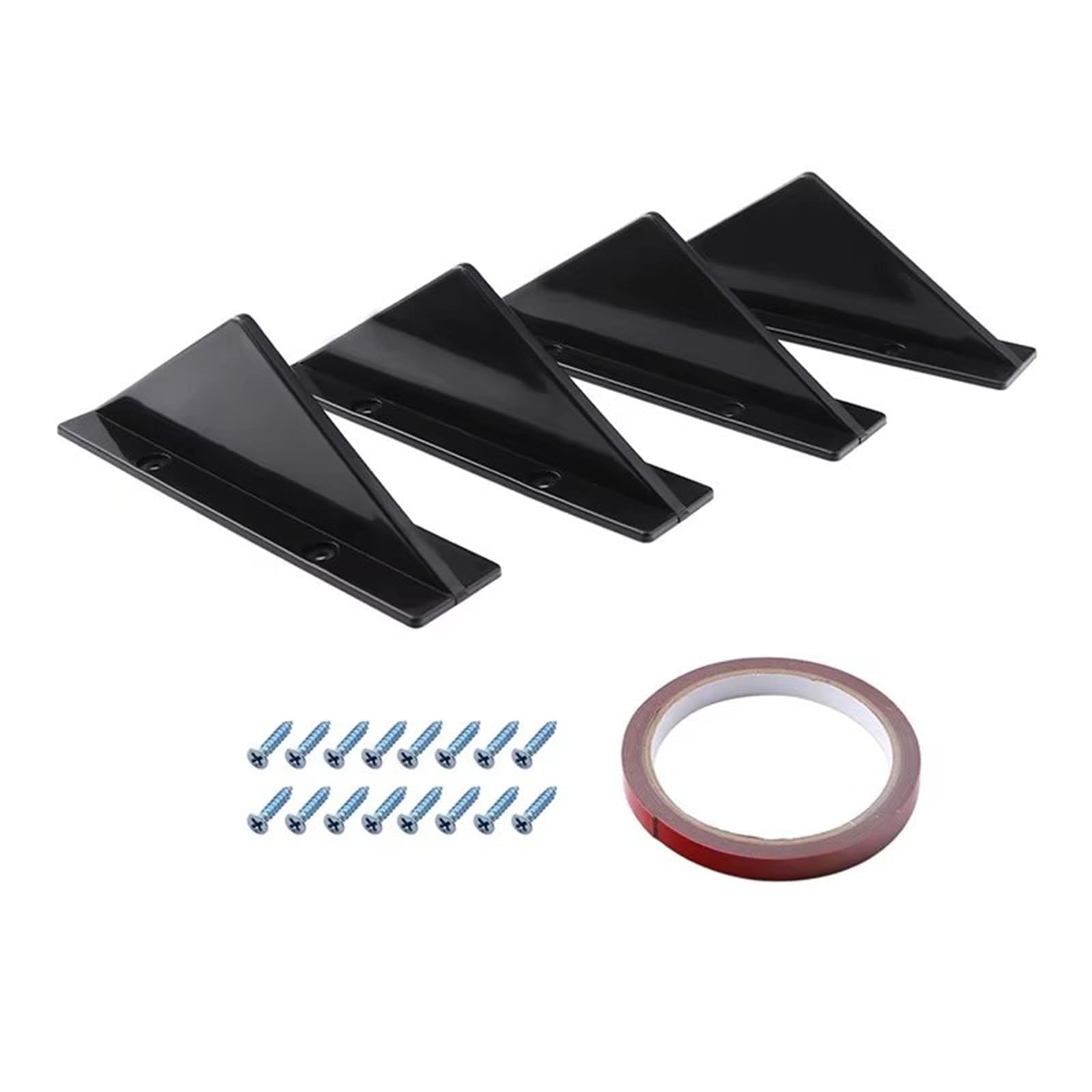 Auto Heckspoiler 4 Stück Universal Flat/Arc Heckstoßstangenlippendiffusor Haifischflossen Kinnstoßstangenschutz Schutzabdeckung Für Auto Heckspoiler Spoiler Schwarz Auto Heckflügel von Drkxdt