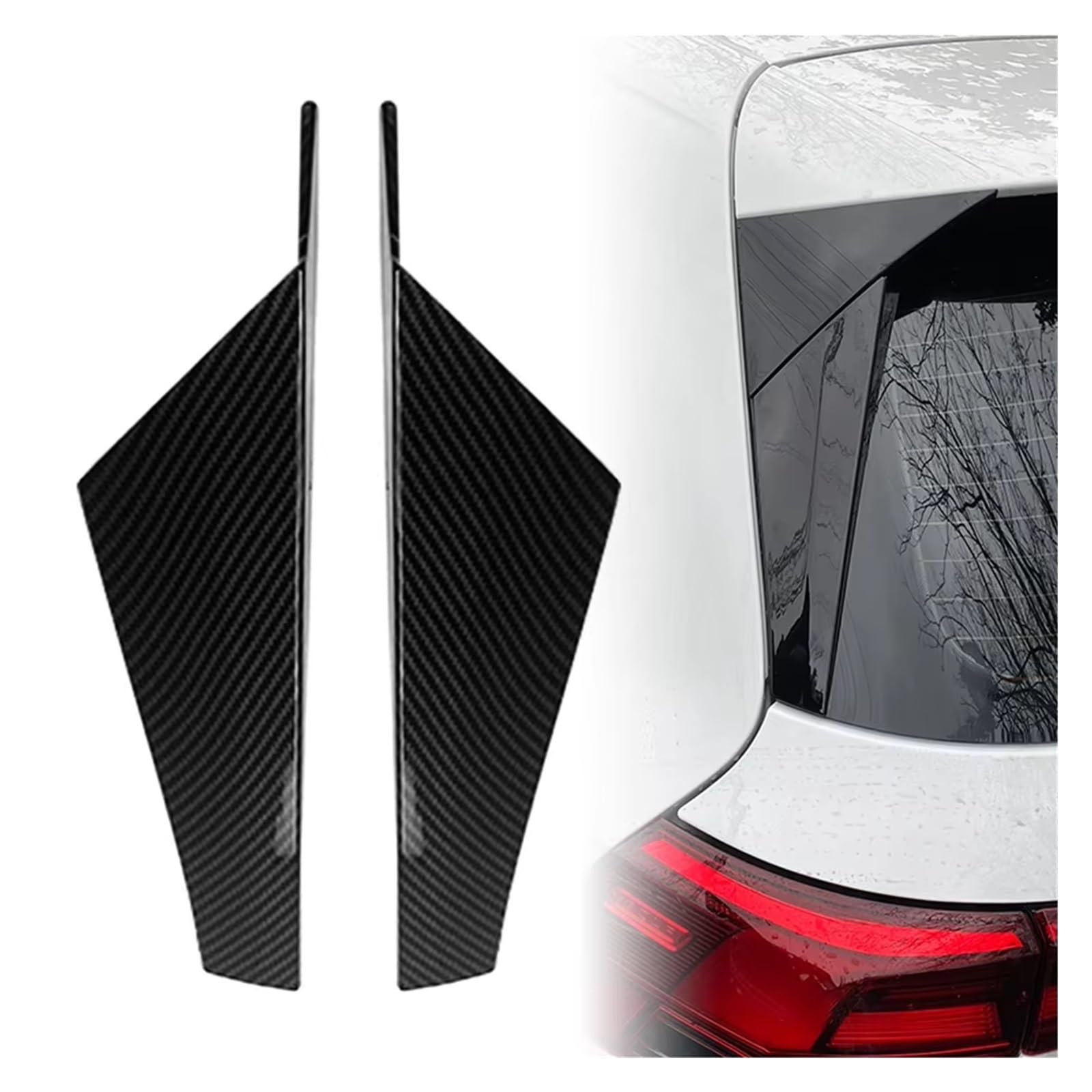 Auto Heckspoiler Für VW Für Golf 8 MK8 2020-2021 Auto Heckscheibe Spoiler Seite Flügel Trim Abdeckung Dekoration Carbon Faser/Glanz Schwarz Auto Heckflügel von Drkxdt