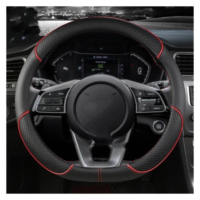 Auto Lenkradhüllen Auto Lenkrad Abdeckung Für Kia Für Ceed Sportage Für Picanto Für Cerato Für Seltos Für Soul Für Rio 3 4 5 Auto Zubehör Lenkrad Zubehör(D Shape Red) von Drkxdt