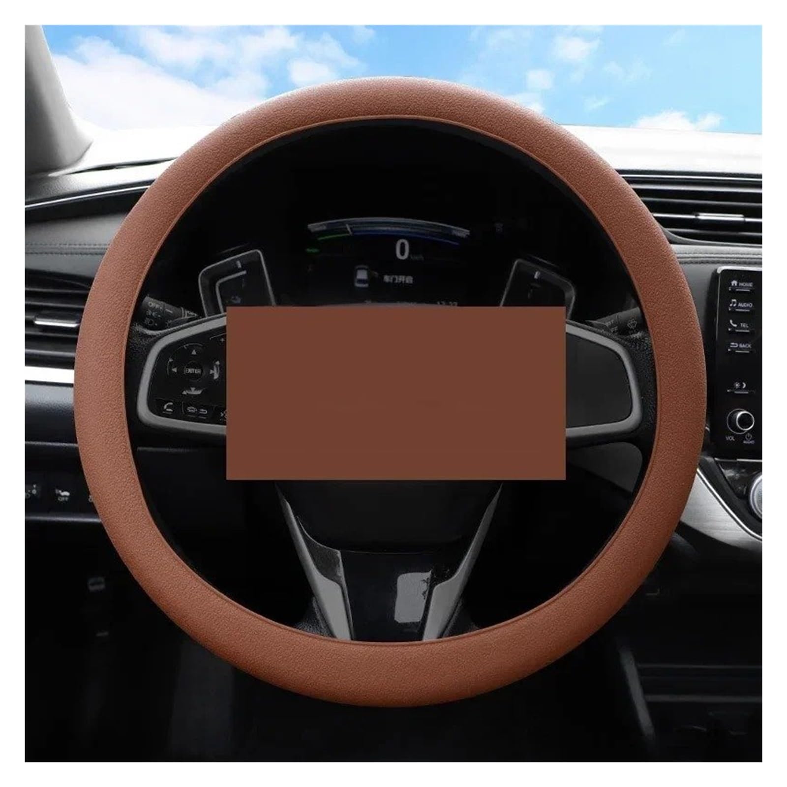 Auto Lenkradhüllen Auto-Lenkradbezug Silikon-Lenkradbezug Vier Jahreszeiten Elastischer Handschuhbezug Textur Weich Mehrfarbig Auto-Dekoration Lenkrad Zubehör(Silicone Brown) von Drkxdt