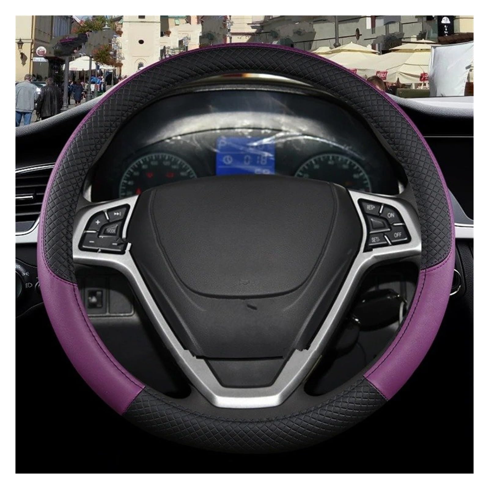 Auto Lenkradhüllen Für Chery Für Tiggo 7 Pro Plus Für Tiggo 8 Plus Für Tiggo Für 5X Pro Auto Lenkrad Abdeckung PU Leder rutschfeste Auto Zubehör Lenkrad Zubehör(O Shape Purple) von Drkxdt