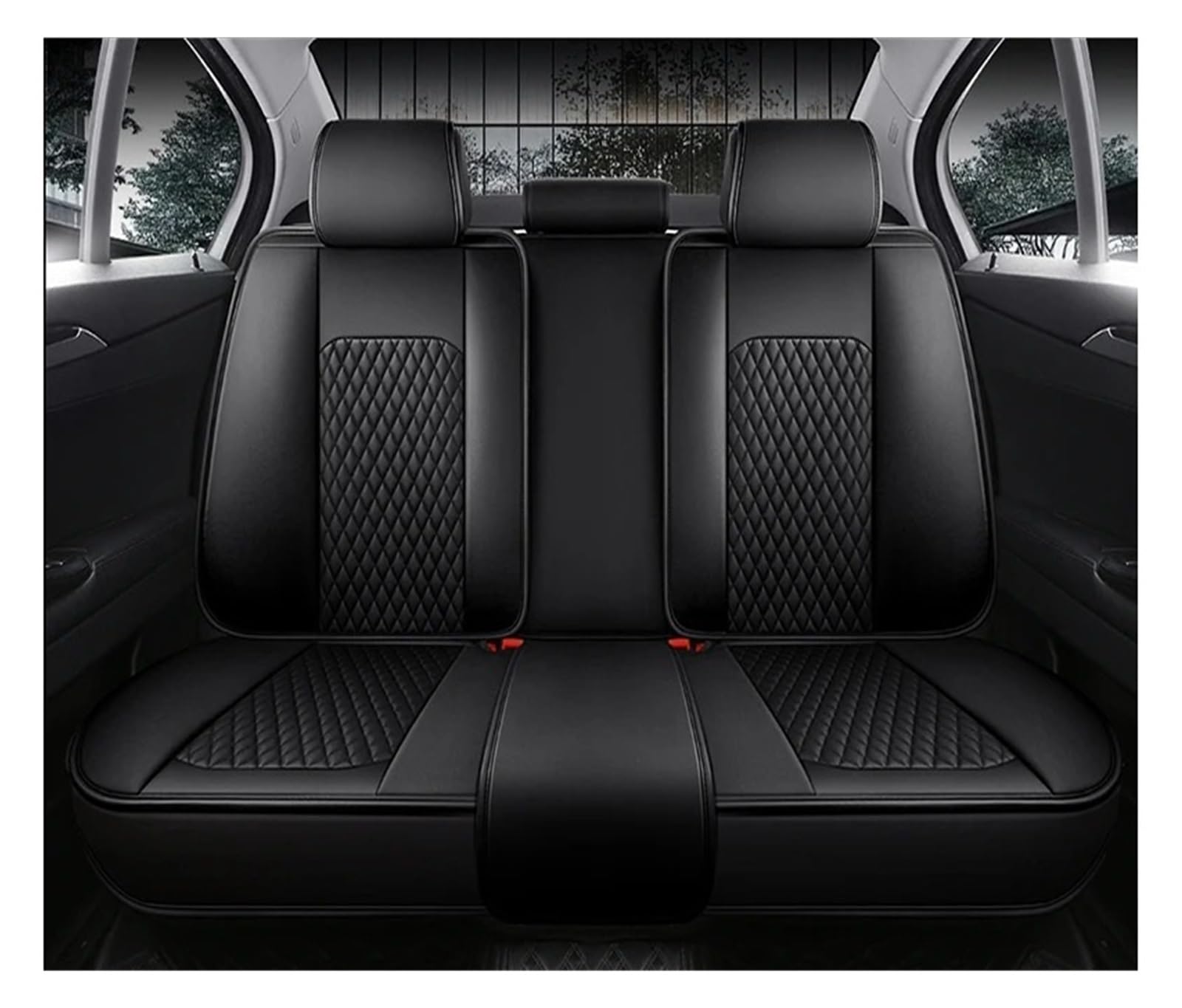 Auto Schonbezüge Autositzbezüge Für Karoq Für Superb 3 Für Yeti Für Octavia 2 3 A5 A7 Für Fabia Für Rapid Für Spaceback Für Yeti Für Kamiq Für Kodiaq Autositzbezüge(Rear Seats-Black) von Drkxdt