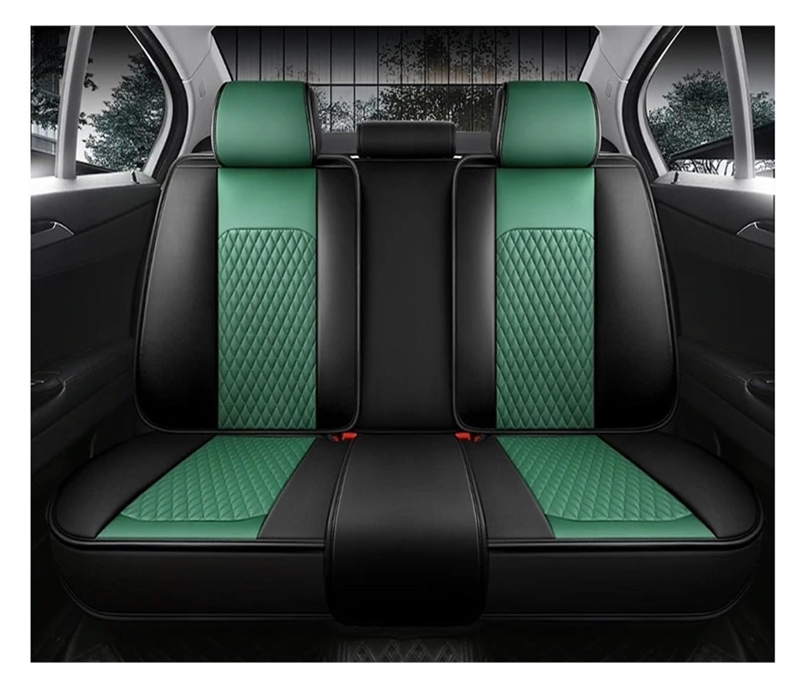 Auto Schonbezüge Autositzbezüge Für Mazda 3 BK 6 GG CX5 CX3 CX7 6 GJ CX30 2 Für MX-5 CX9 Für Demio 323 Leder Universal Autozubehör Autositzbezüge(Rear Seats-Green) von Drkxdt