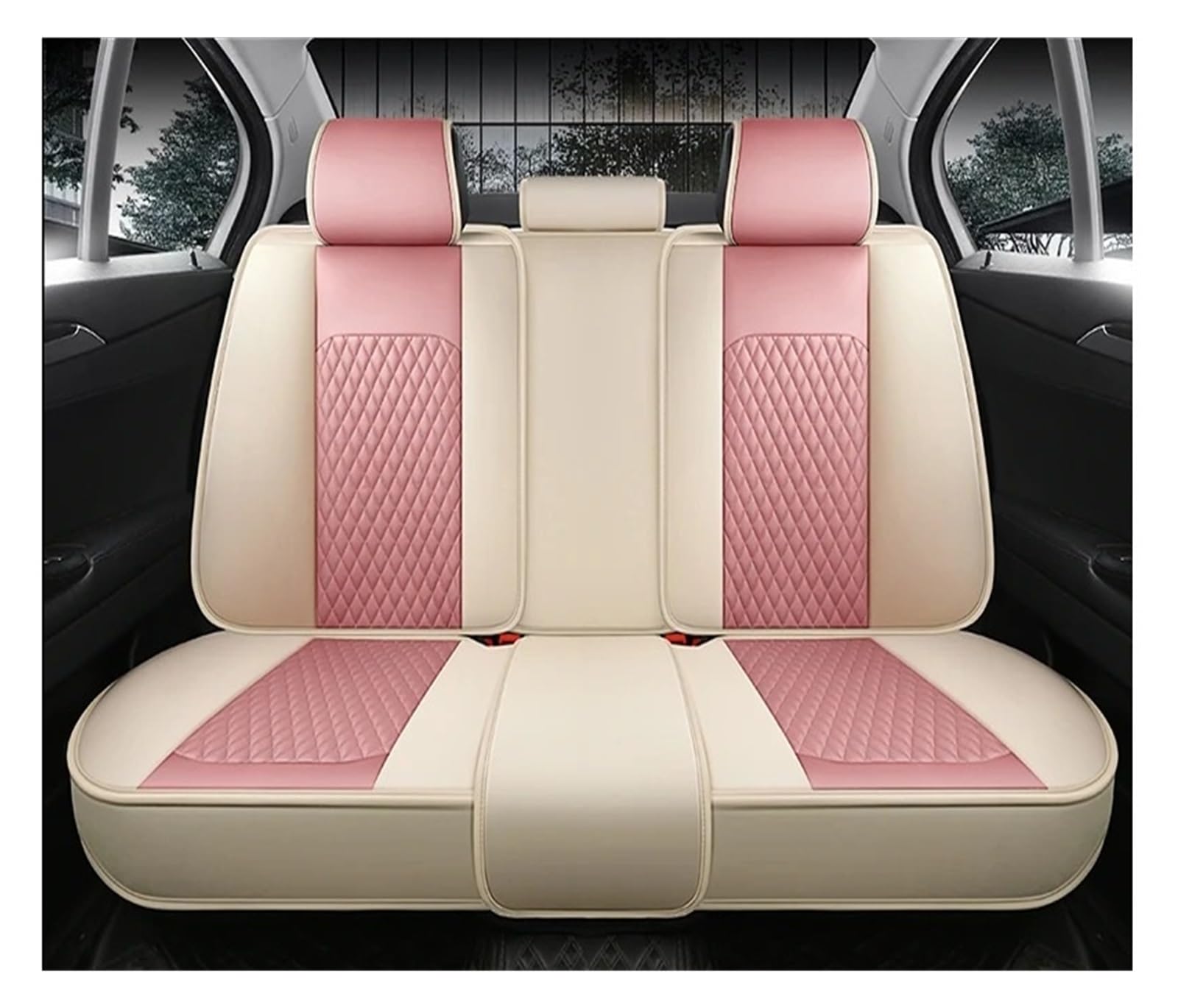 Auto Schonbezüge Autositzbezüge Für Mazda 3 BK 6 GG CX5 CX3 CX7 6 GJ CX30 2 Für MX-5 CX9 Für Demio 323 Leder Universal Autozubehör Autositzbezüge(Rear Seats-Pink) von Drkxdt