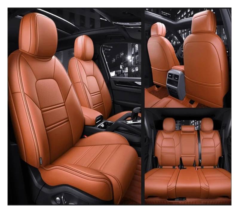 Auto Schonbezüge Autositzbezüge Für Peugeot 2008 407 307 308 5008 4008 3008 Wasserdichtes Individuelles Leder-Interieur-Autozubehör Autositzbezüge(5piece-Orange) von Drkxdt