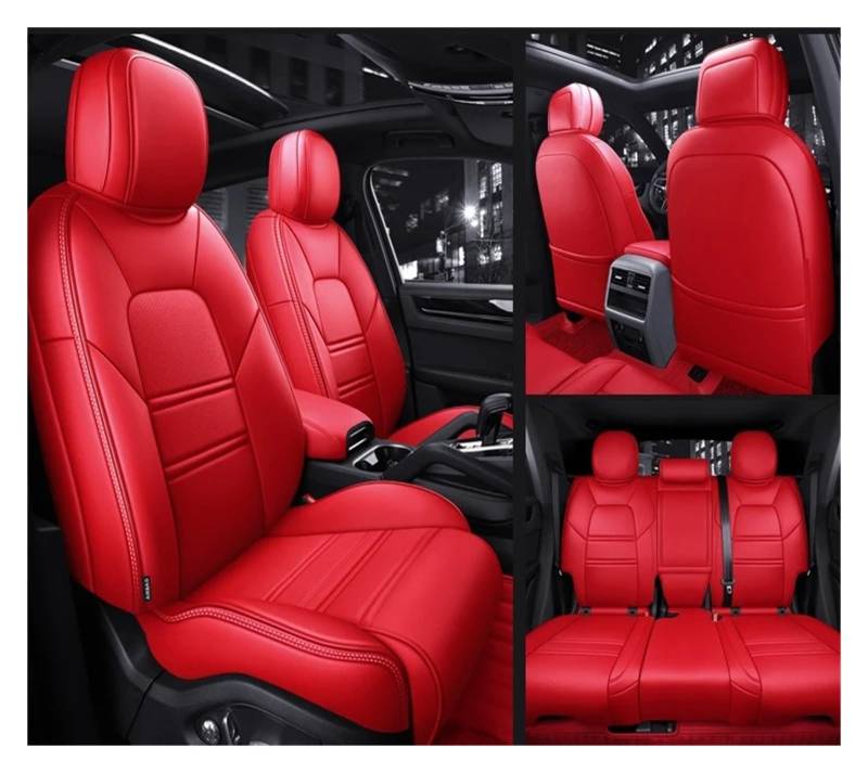 Auto Schonbezüge Autositzbezüge Für Peugeot 2008 407 307 308 5008 4008 3008 Wasserdichtes Individuelles Leder-Interieur-Autozubehör Autositzbezüge(5piece-Red) von Drkxdt