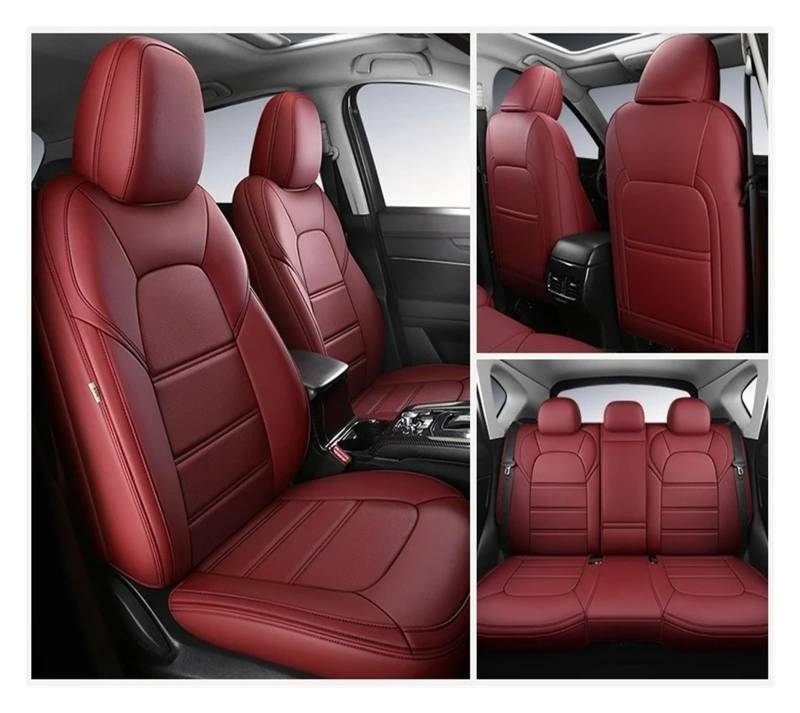 Auto Schonbezüge Autositzbezug Aus Leder Für Mazda 3 BK BL CX4 CX7 6 CX3 CX30 CX5 Für Atenza Auto-Innenausstattung Autositzbezüge(5piece-Wine Red) von Drkxdt