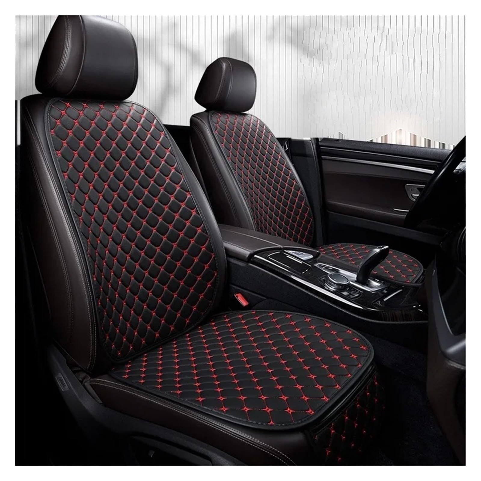 Auto Schonbezüge Autositzbezug-Kissen Aus Pu-Leder Für Omoda C5 Für Etios Für Haval F7 F7X Für Onix Für Golf 7 Für Outlander 3 Sitzschutz Autositzbezüge(Black Red 2 Seat) von Drkxdt