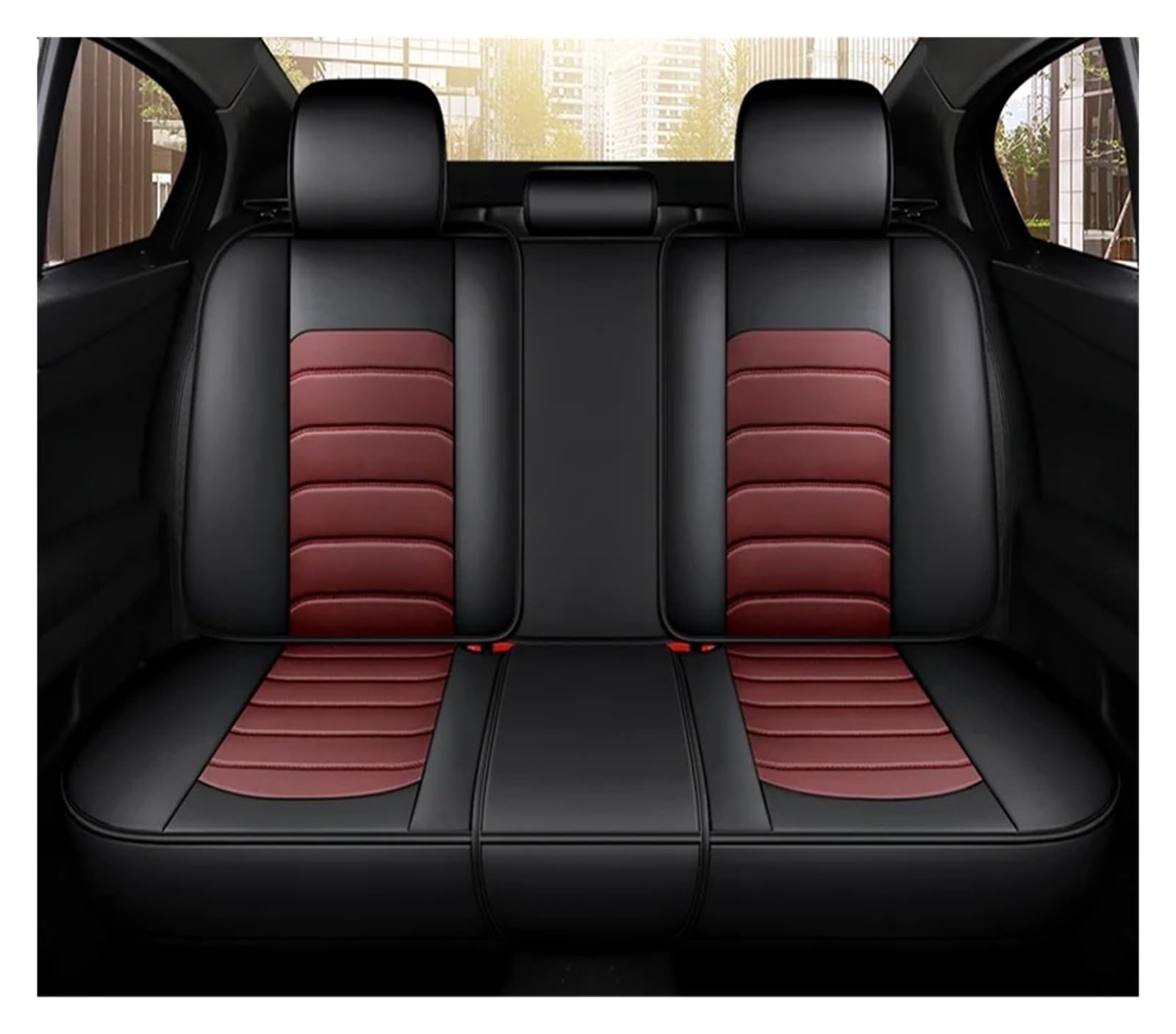 Auto Schonbezüge Autositzbezug Komplettset Für Golf 4 Für Peugeot 207 Für Passat B8 Für Corsa D Mg4 Für Swift Autokissen Innenausstattung Autositzbezüge(Rear Seats-Wine Red) von Drkxdt