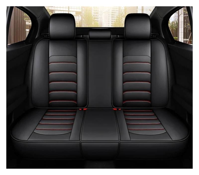 Auto Schonbezüge Autositzbezug Komplettset Leder Innenpolster Für Passat B6 Für Fabia Für Zafira B Für F11 Autositzbezüge(Rear Seats-Black Red) von Drkxdt