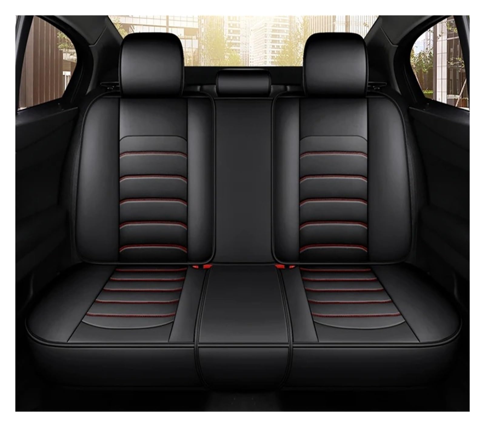 Auto Schonbezüge Autositzbezug Lederkissen Innenausstattung Autositzschutz Für Rio Für ASX Für Mazda Cx5 Für Clio 4 Autositzbezüge(Rear Seats-Black Red) von Drkxdt