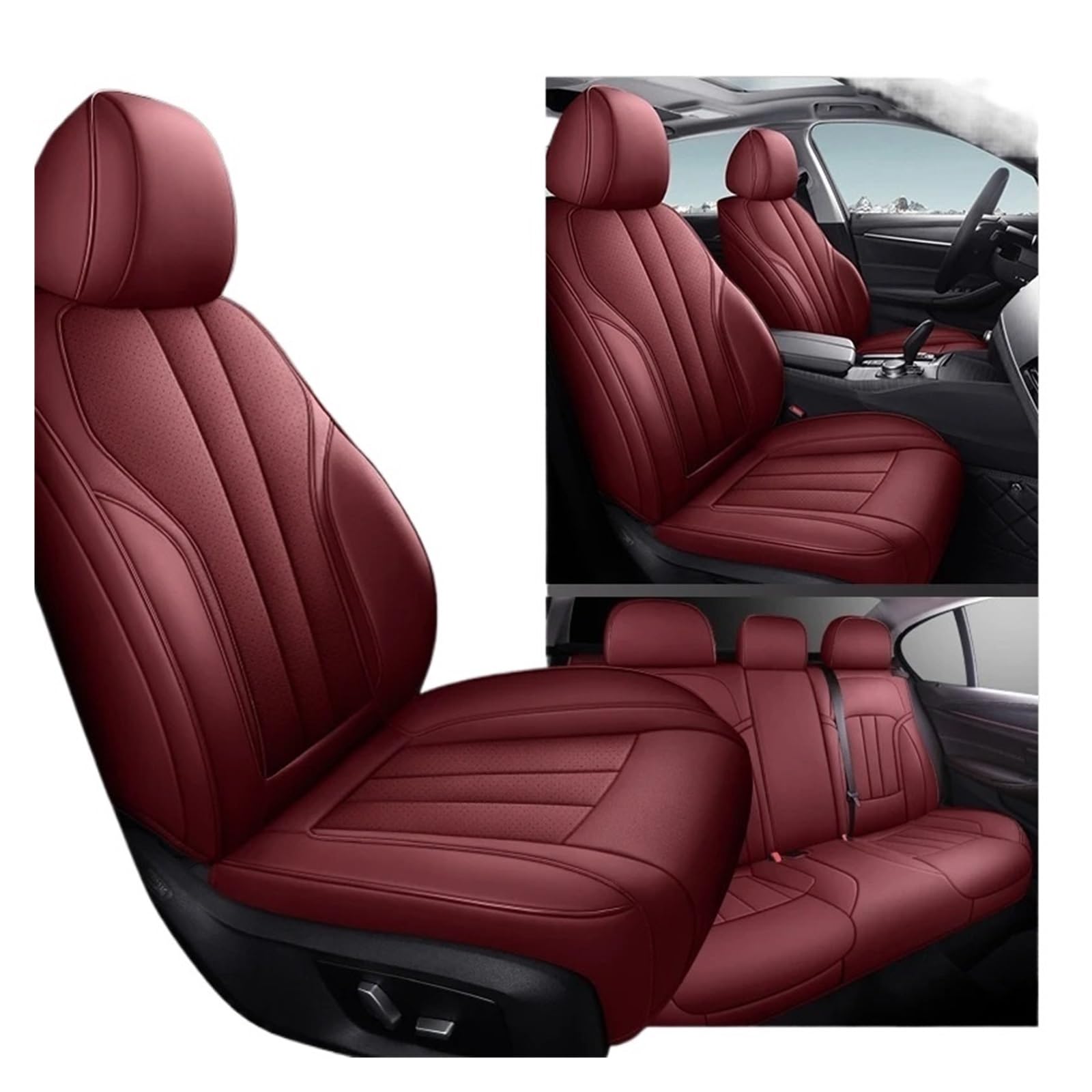 Auto Schonbezüge Brauch Leder Autositzbezug Für BYD Für King Für Seal Für Dolphin Für Atto 3 F3 Für Song Für Plus Für Sealion 6 Für Yuan Up Autositzbezüge(Full Set-Wine Red) von Drkxdt