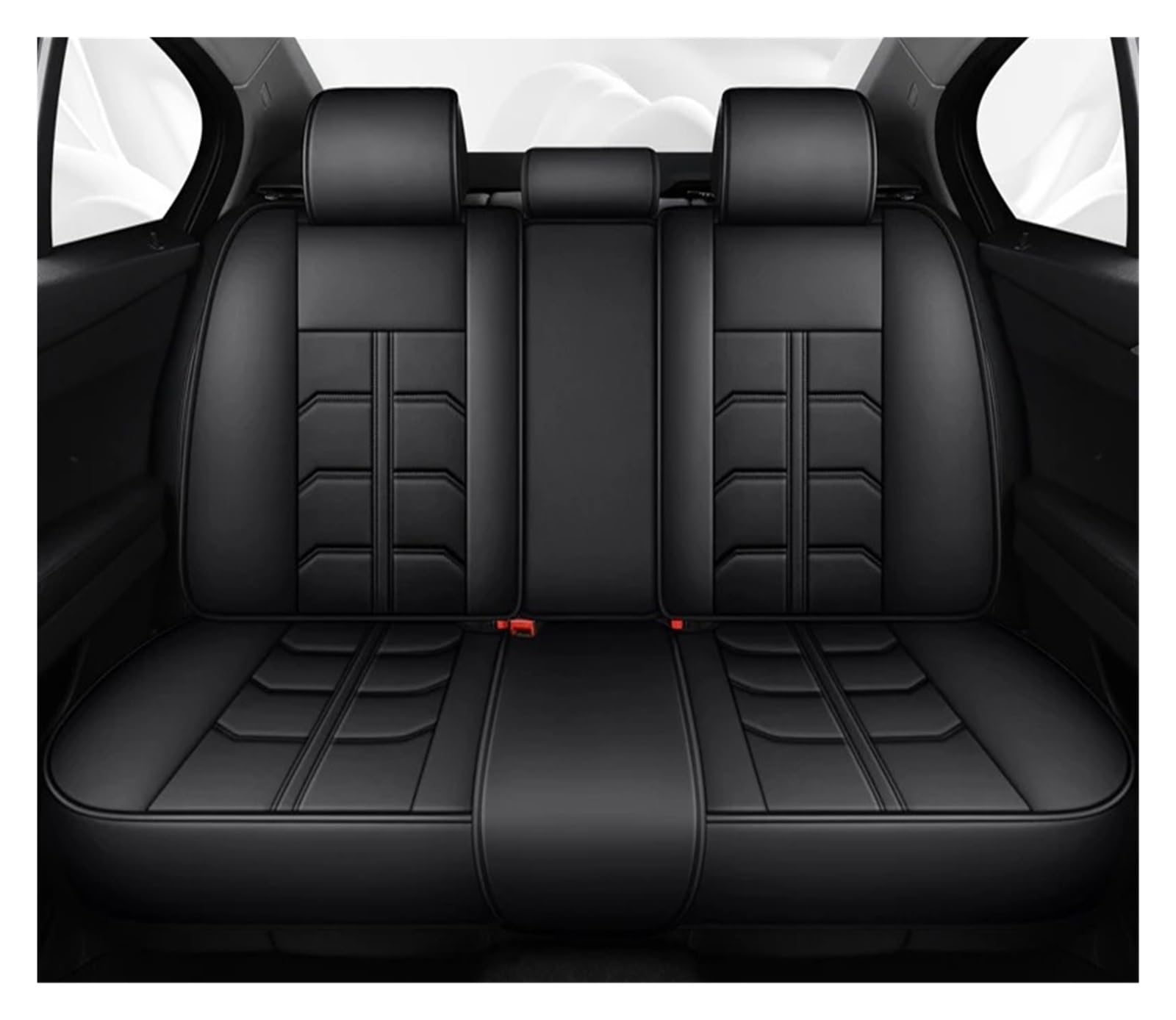 Auto Schonbezüge Für Chery Für Tiggo 2 3x8 7 Für Pro Für Arrizo Autositzbezug Universelles Wasserdichtes Leder Autozubehör Autositzbezüge(Rear Seats-Black) von Drkxdt