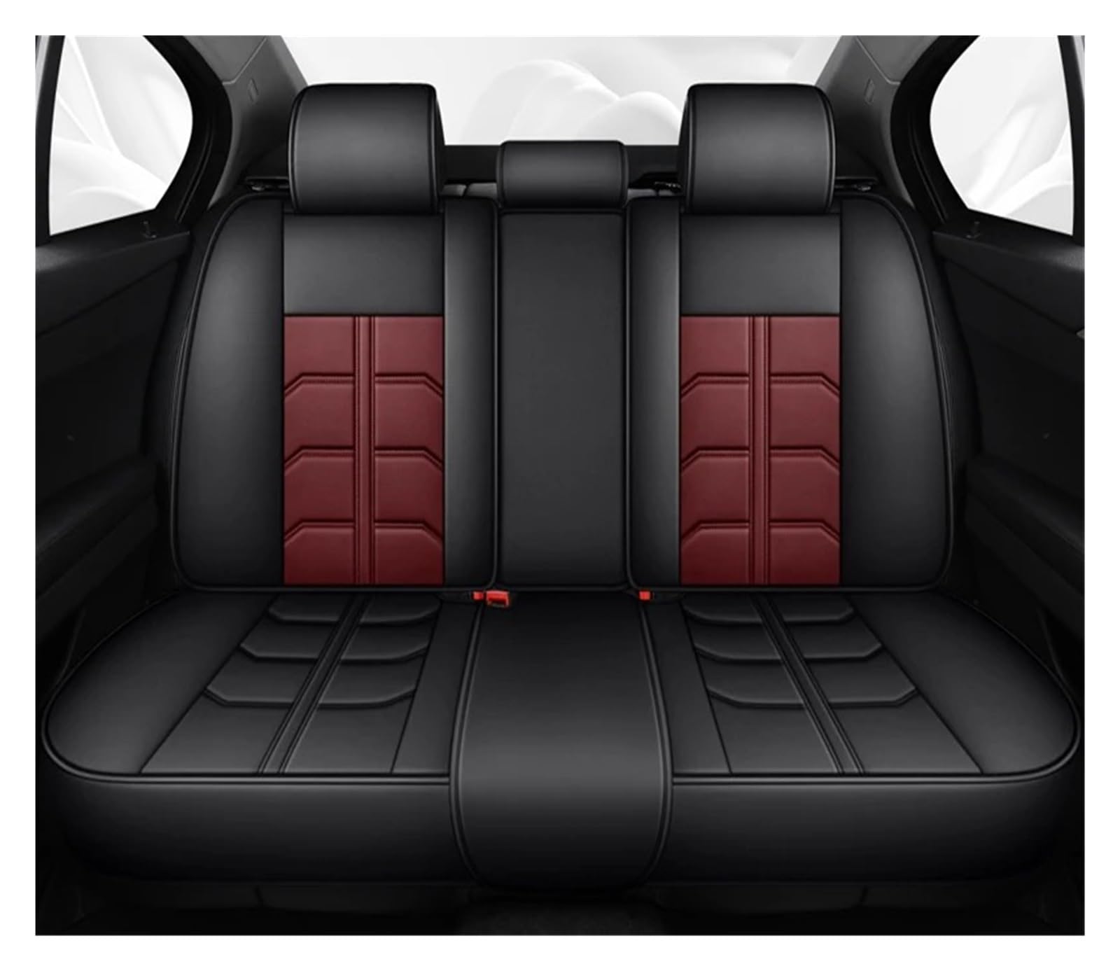 Auto Schonbezüge Für Hyundai Für I30 Ix35 Für Kona Für Ioniq 5 I40 Für Tucson Coupe Für Elantra Für Mistra Universeller Autositzbezug Aus Leder Autositzbezüge(Rear Seats-Wine Red) von Drkxdt