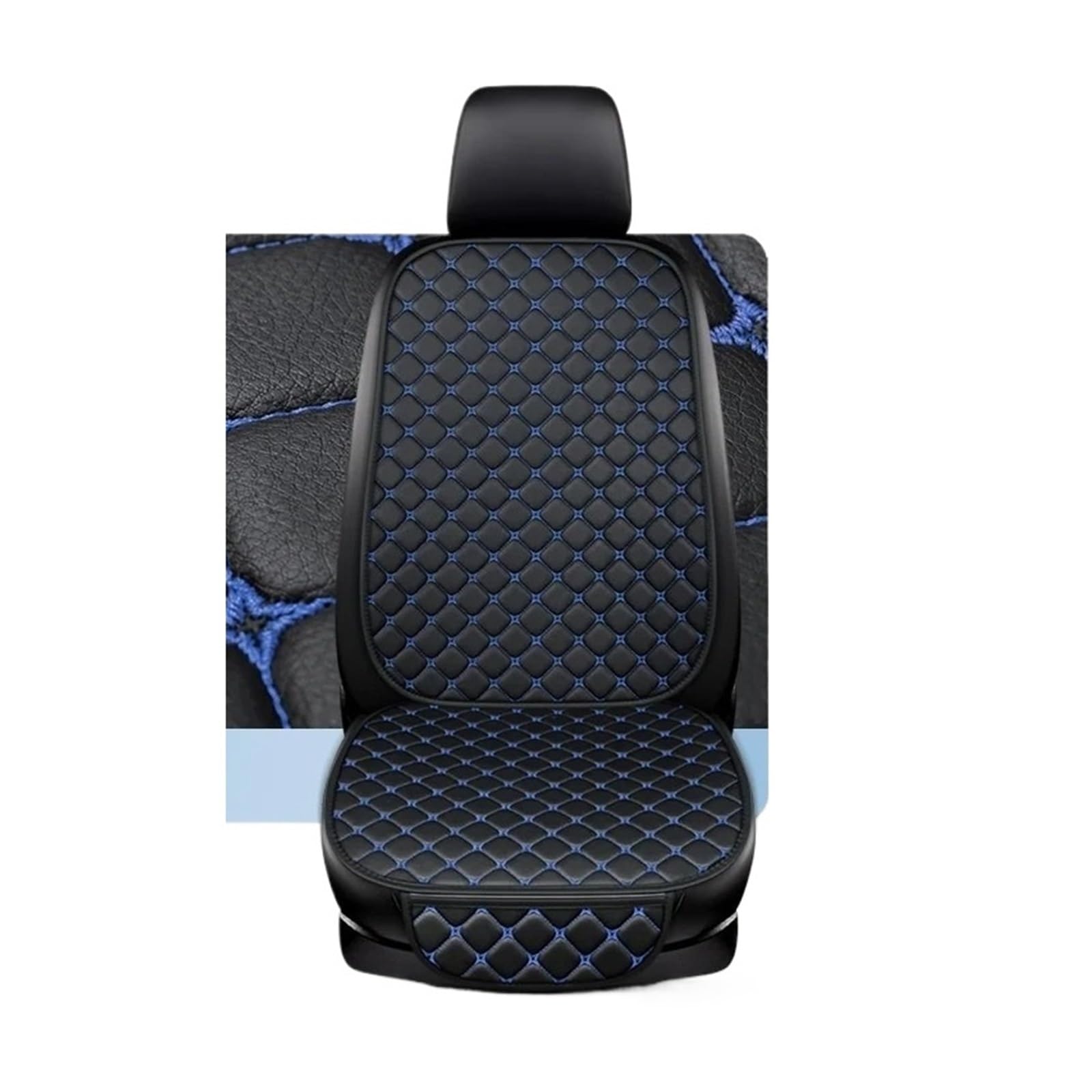 Auto Schonbezüge Pu-Leder-Autositzbezug-Kissen Für Kia Für Soul Für A3 A8L Für Q3 Für Sportback Für X3 F25 X1 E84 Sitzschutz Autositzbezüge(Black Blue 1 Seat) von Drkxdt