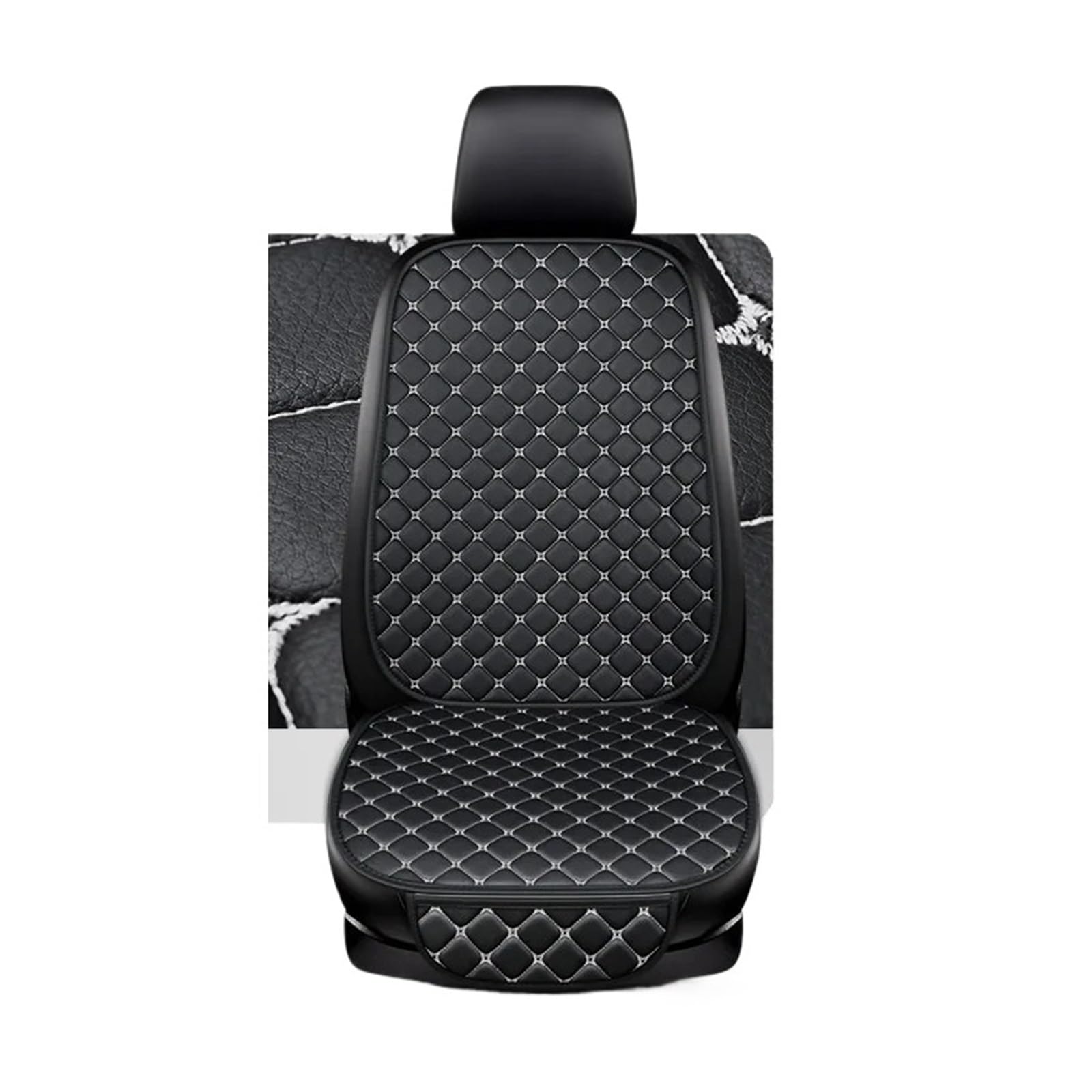 Auto Schonbezüge Pu-Leder-Autositzbezug-Kissen Für Lancer 9 X 10 Für Citroen C4 Für Sandero Für Stepway Für Corsa Sitzschutz Autositzbezüge(Black White 1 Seat) von Drkxdt