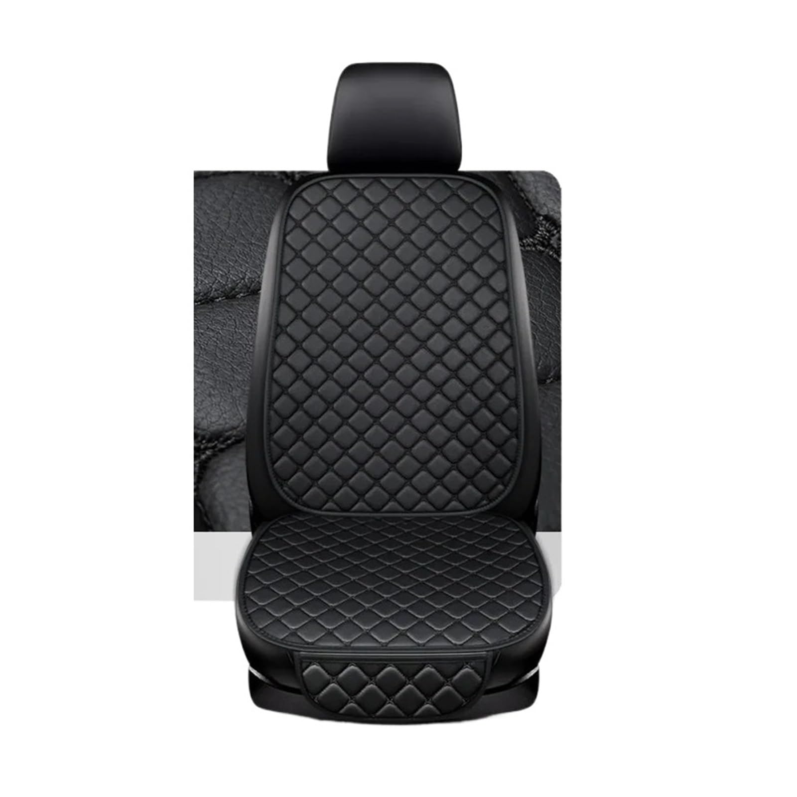 Auto Schonbezüge Pu-Leder-Autositzbezug-Kissen Für VW Für Passat B6 B7 B8 Für Sitz Für Arona Für Skoda Für Superb 3 2 Autositzschutz Autositzbezüge(Black 1 Seat) von Drkxdt