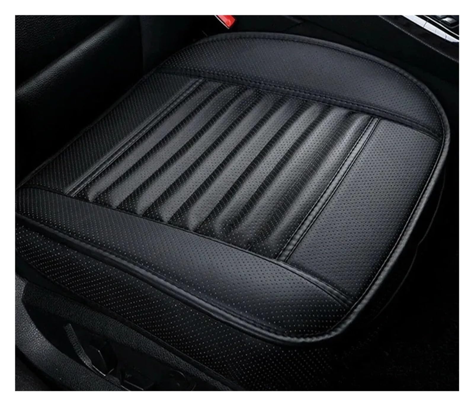 Auto Schonbezüge Universal Autositzbezug Atmungsaktiv PU-Leder-Pad-Matte Auto-Stuhlkissen Auto-Vordersitzbezug Vier Jahreszeiten Anti-Rutsch-Matte Autositzbezüge(1piece Black) von Drkxdt