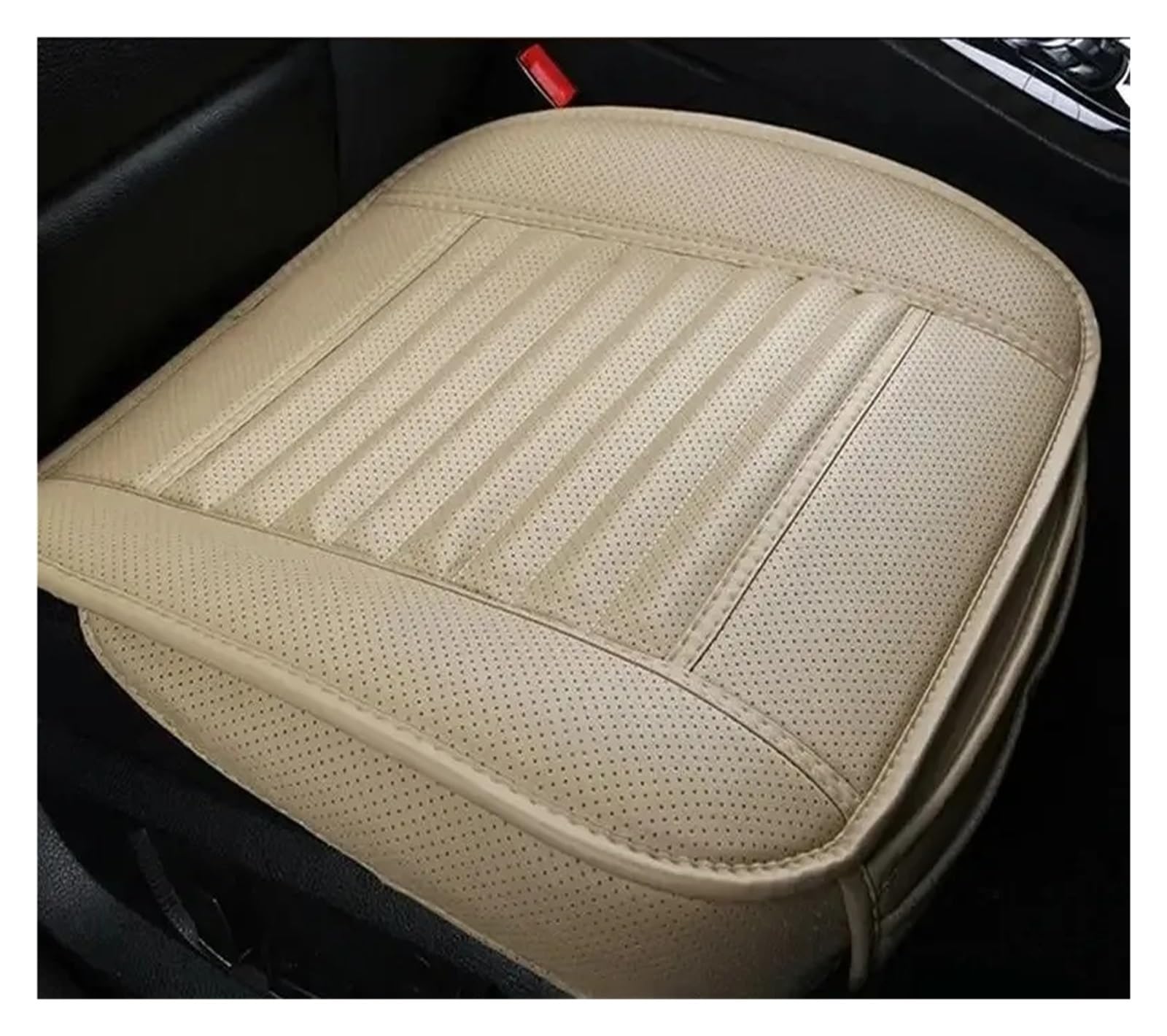 Auto Schonbezüge Universal Autositzbezug Atmungsaktiv PU-Leder-Pad-Matte Auto-Stuhlkissen Auto-Vordersitzbezug Vier Jahreszeiten Anti-Rutsch-Matte Autositzbezüge(1piece beige) von Drkxdt