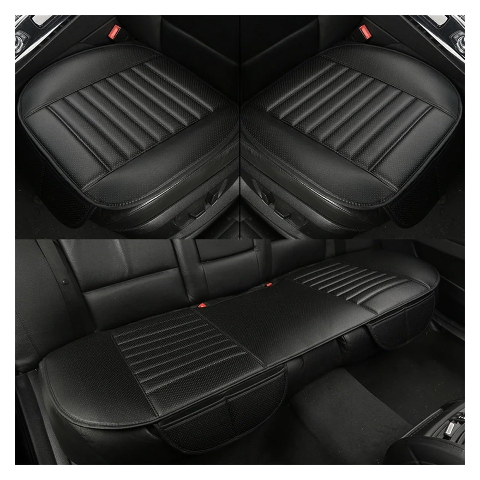 Auto Schonbezüge Universal Sitzkissen Aus Leder Für Captur Für Logan Für Kadjar Für Traffic Für Scenic Für Armlehne Autozubehör Autositzbezüge(Full Set Black) von Drkxdt