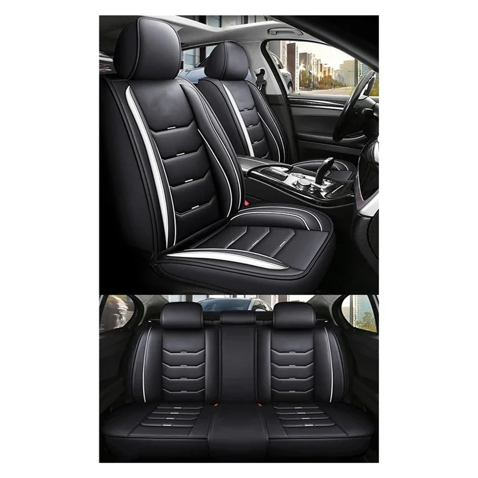 Auto Schonbezüge Universeller 3D-Autositzbezug Mit Vollständiger Abdeckung Für Kia Für Ceed Für Sportage Für Rio Für Duster Für Compass Für E39 E60 Autositzbezüge(Black White 5 Seat) von Drkxdt