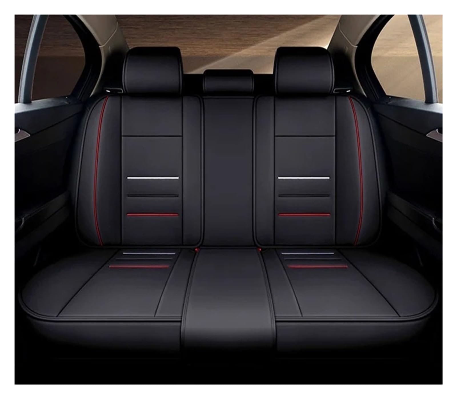 Auto Schonbezüge Universeller Autositzbezug Aus Leder Für Geely Für Emgrand X7 Ec7 Ec8 Für Geometrie C Für Coolray Für Tugella Autositzbezüge(Rear Seats-Red) von Drkxdt